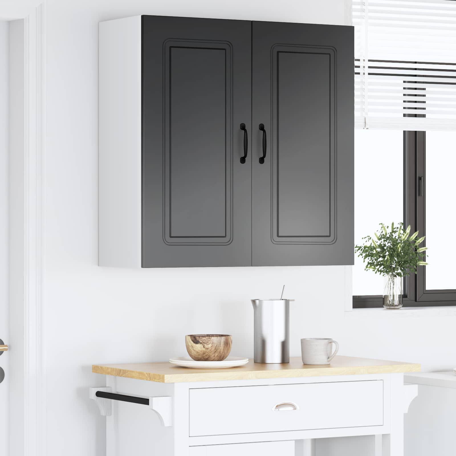 Wall-Mounted Kitchen Cabinet with Shelf Black 80 x 31 x 80 cm