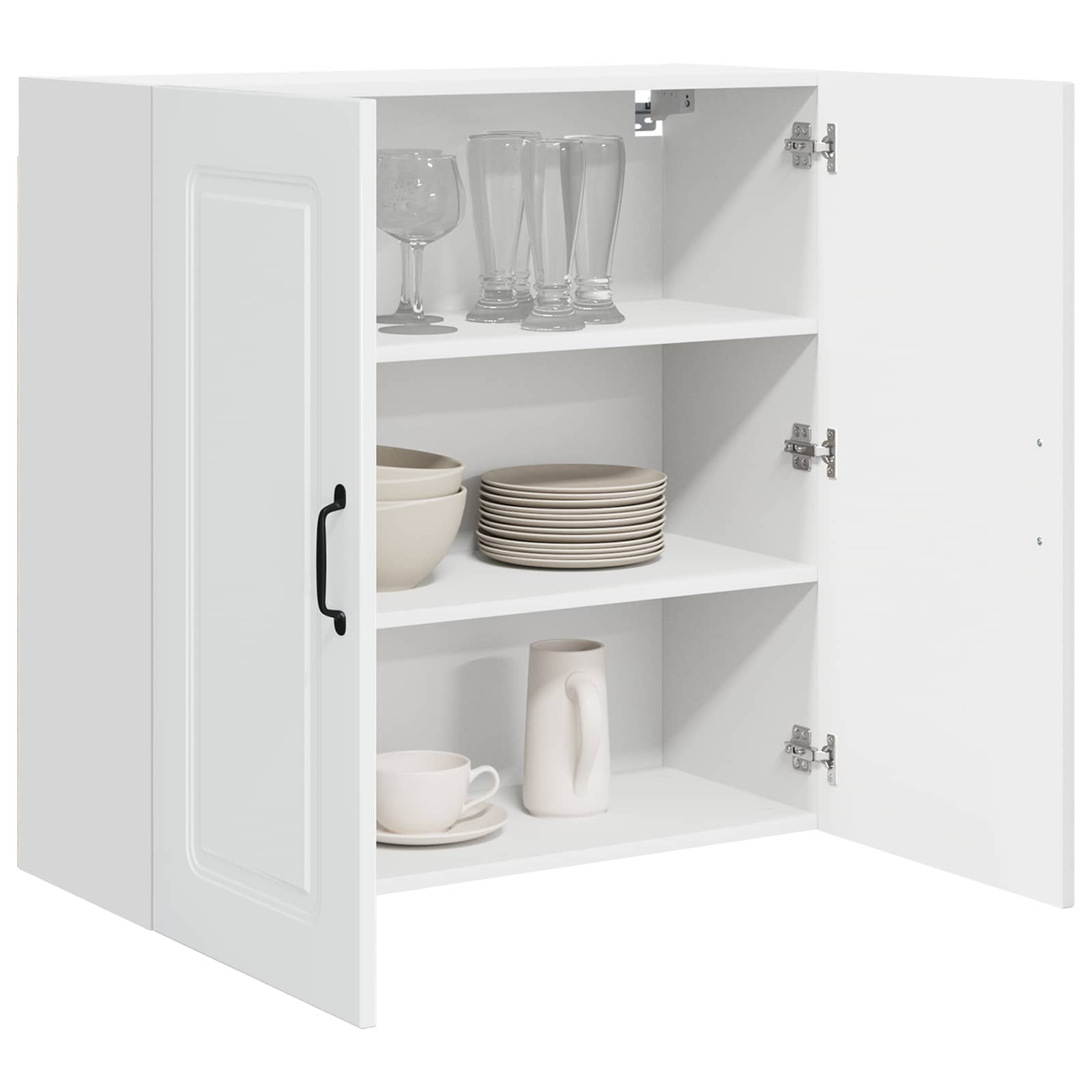 Kitchen wall cabinet with shelf High gloss white