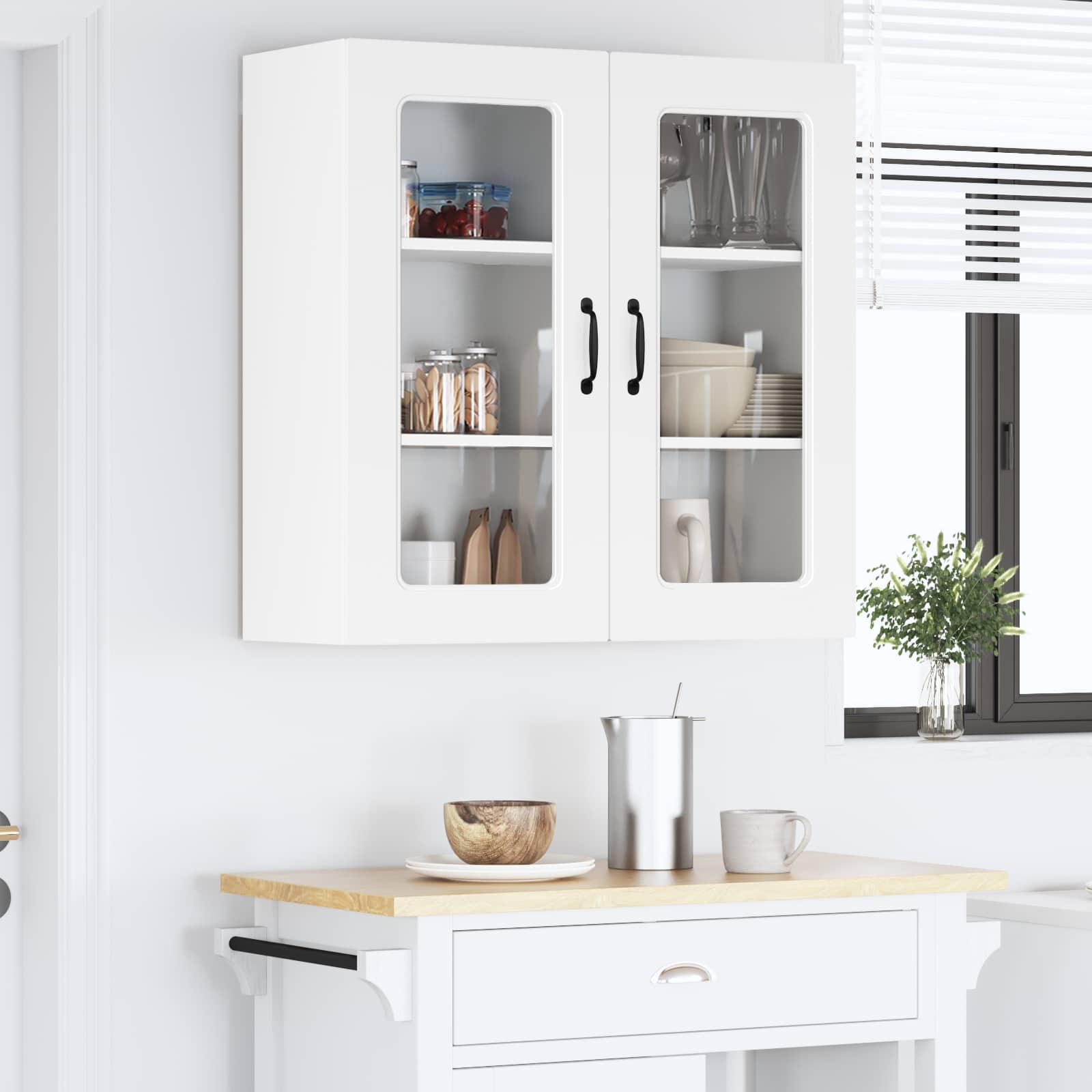 Virtuves sienas skapis ar plauktu Balts 80 x 31 x 80 cm
