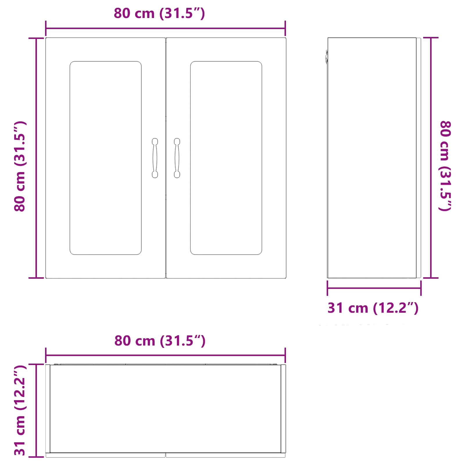 Virtuves sienas skapis ar plauktu Balts 80 x 31 x 80 cm