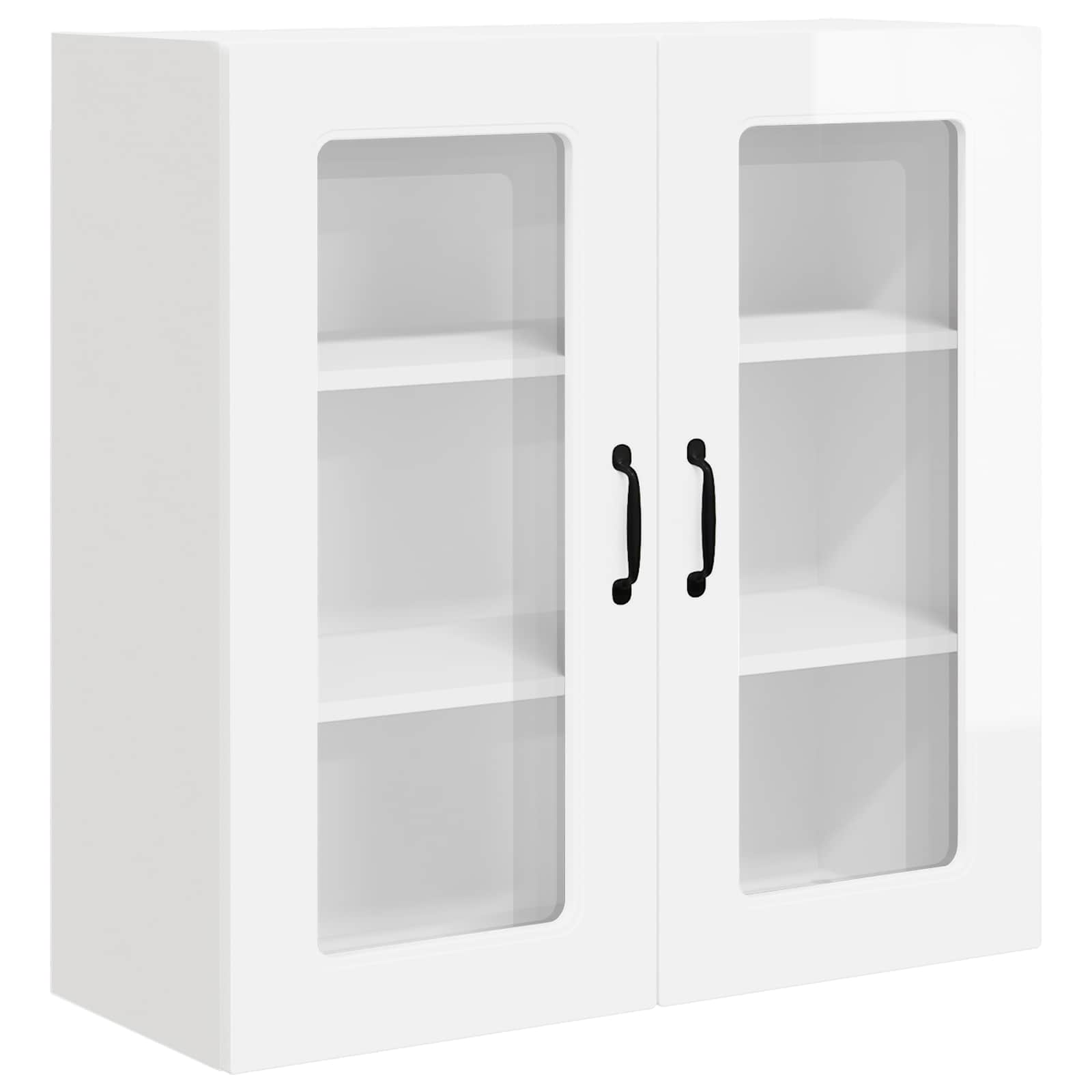 Kitchen wall cabinet with shelf High gloss white