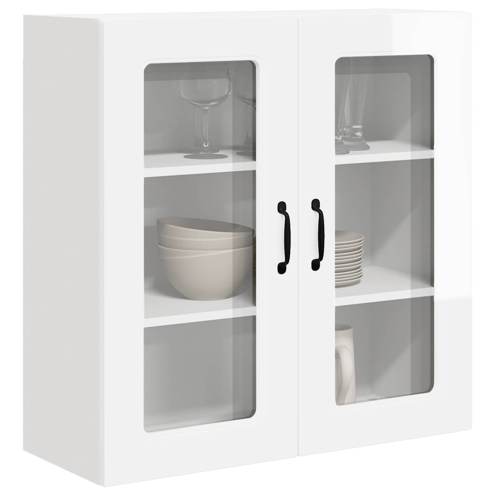 Kitchen wall cabinet with shelf High gloss white