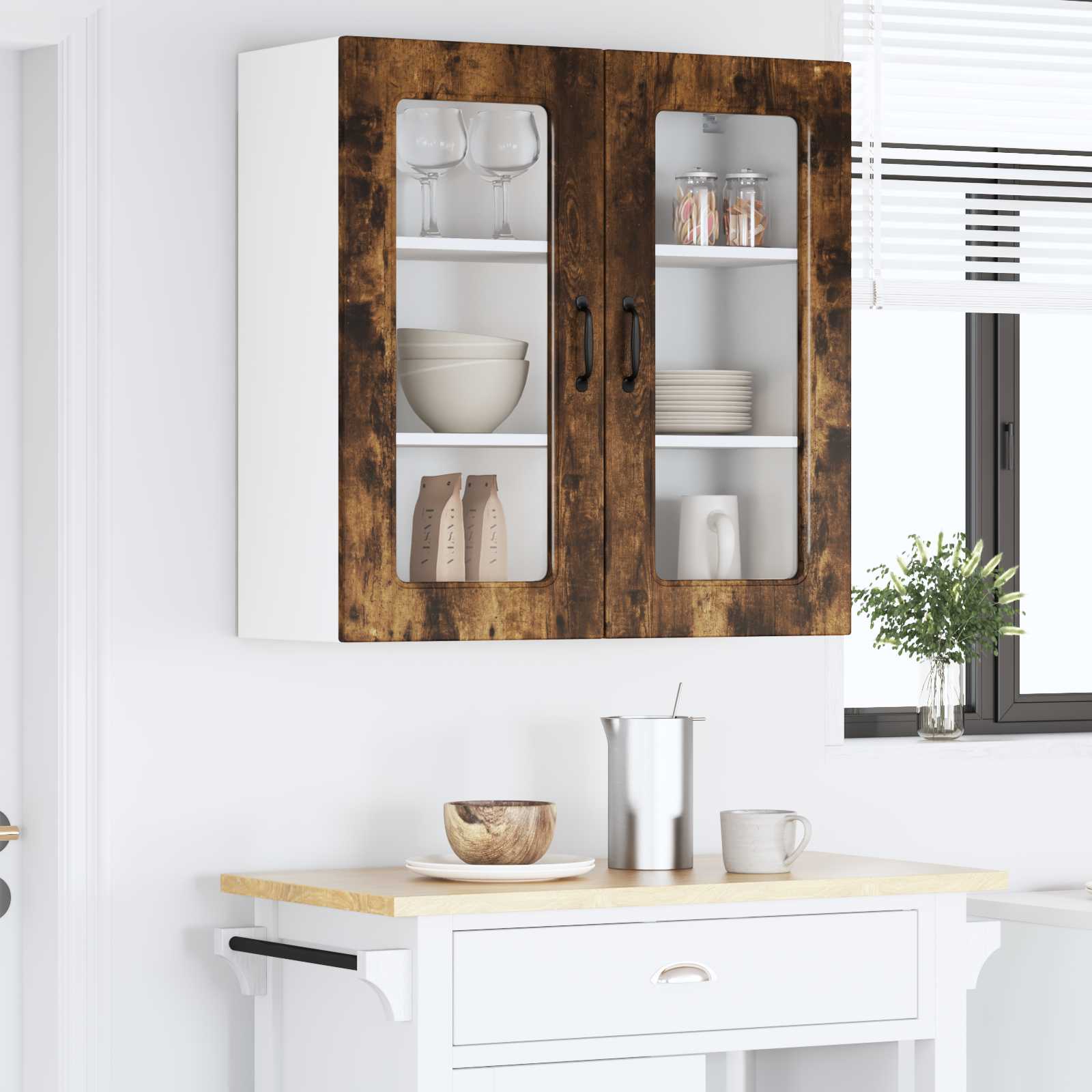 Wall kitchen cabinet Smoked oak 80 x 31 x 80 cm