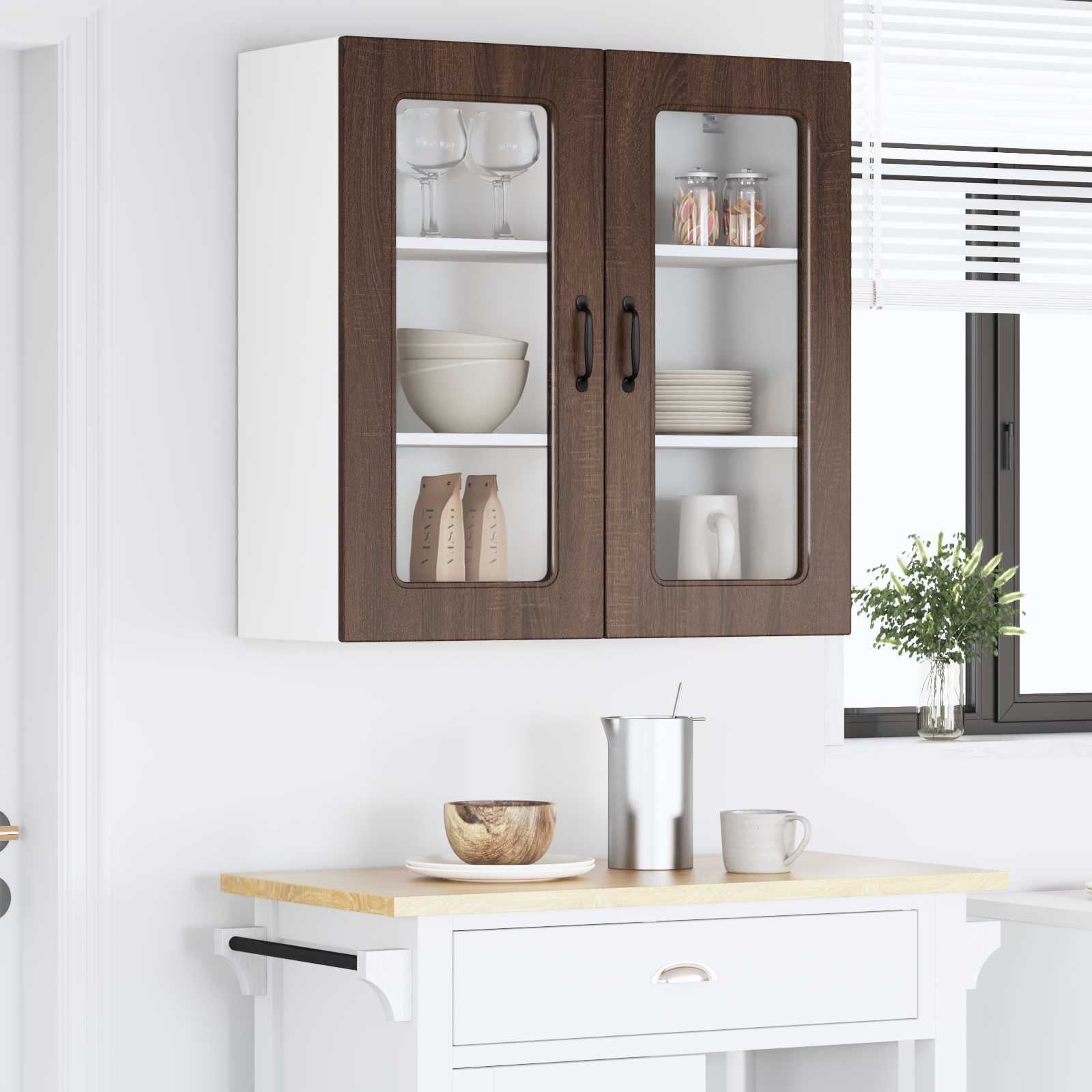 Wall Kitchen Cabinet Brown Oak 80 x 31 x 80 cm