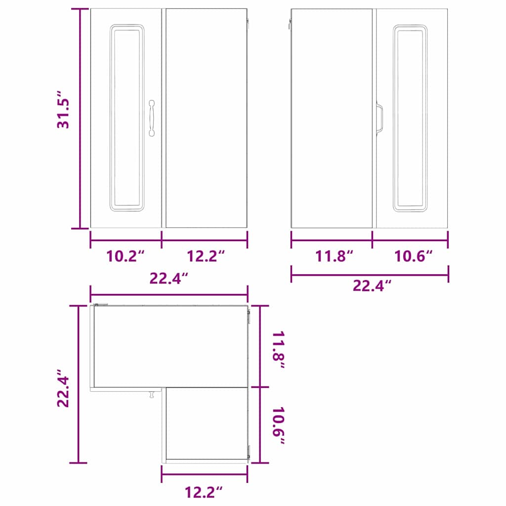 White kitchen wall cabinet with shelf 57 x 57 x 80 cm