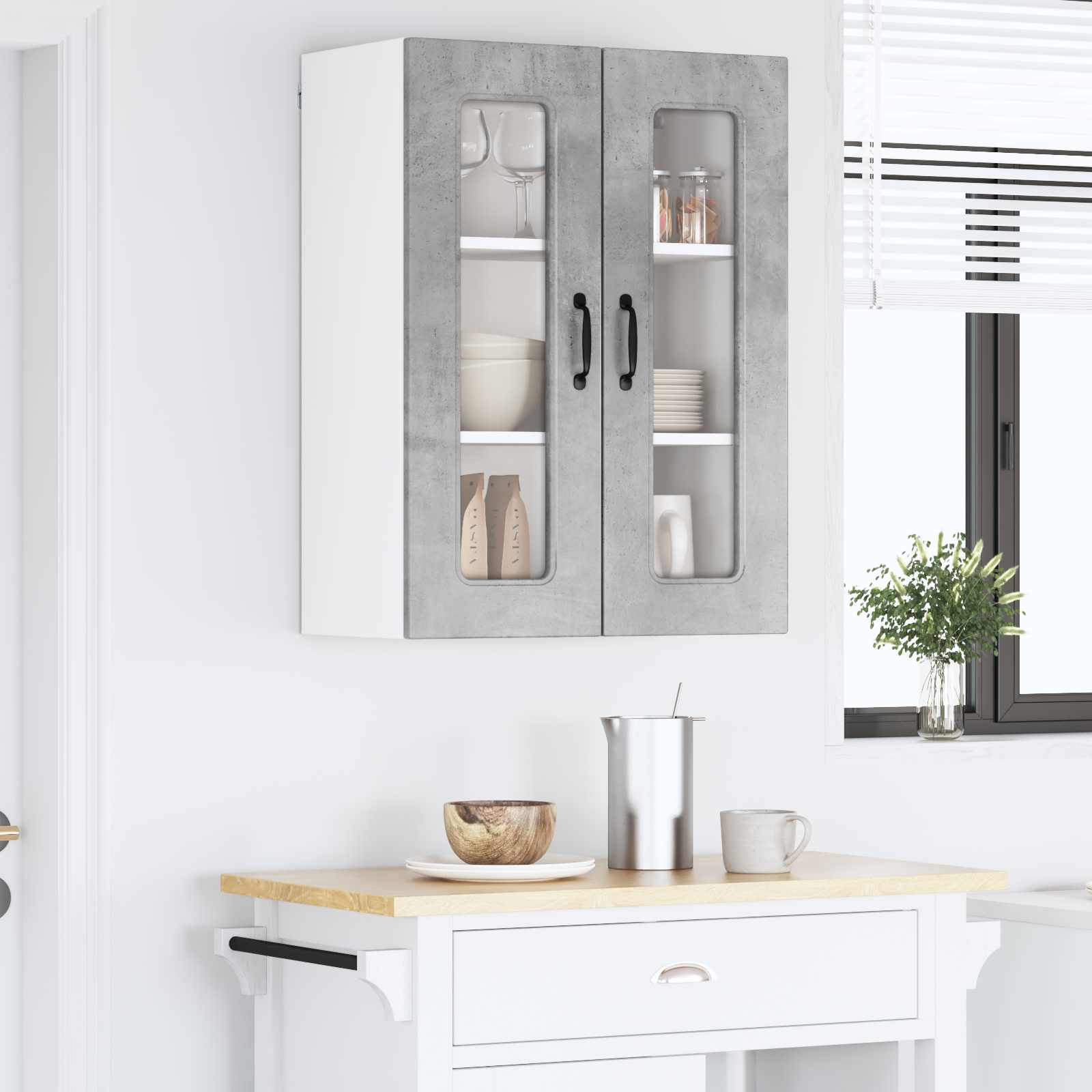 Virtuvės sieninė spintelė Betono pilka 60 x 31 x 80 cm