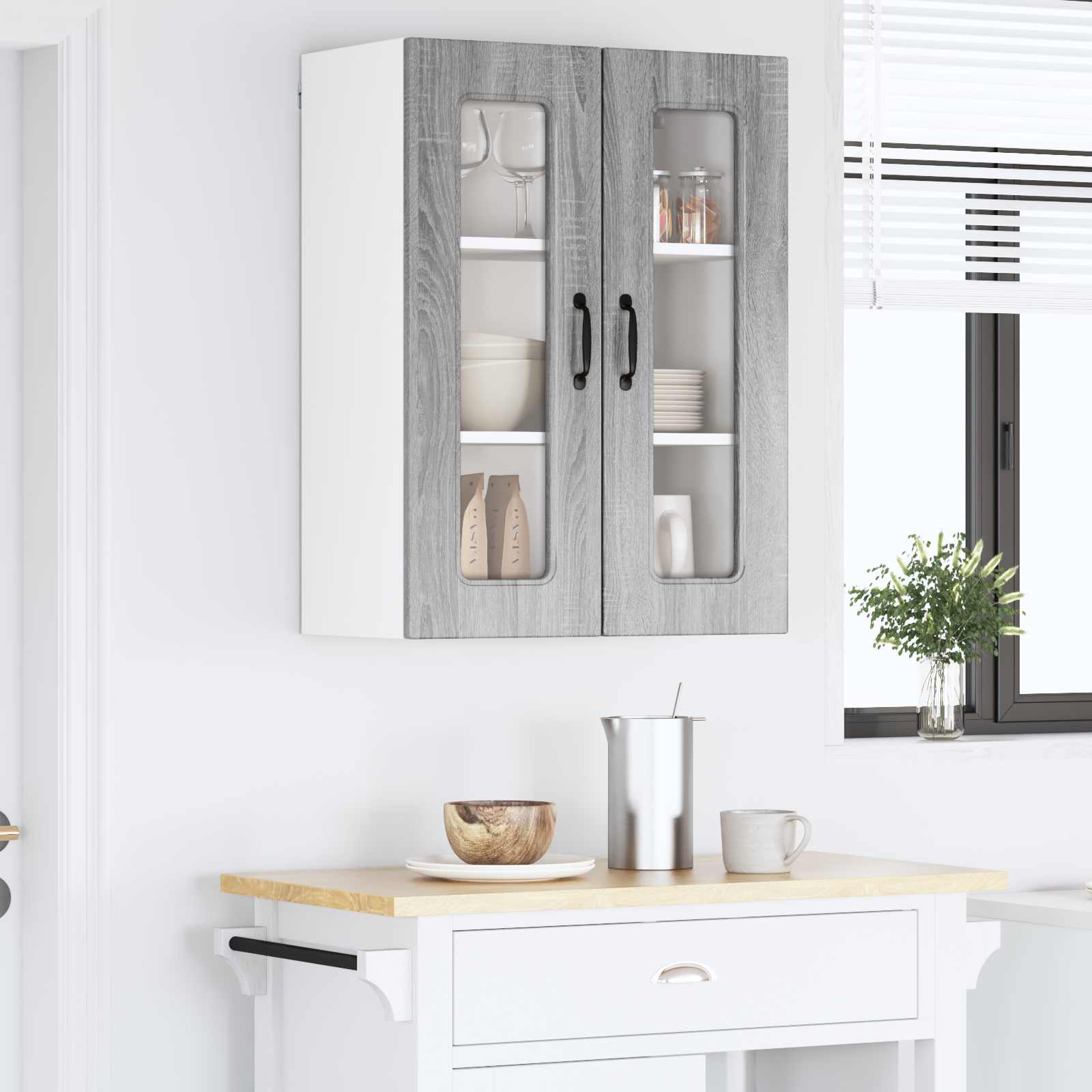 Virtuves sienas skapis Pelēka Sonoma 60 x 31 x 80 cm