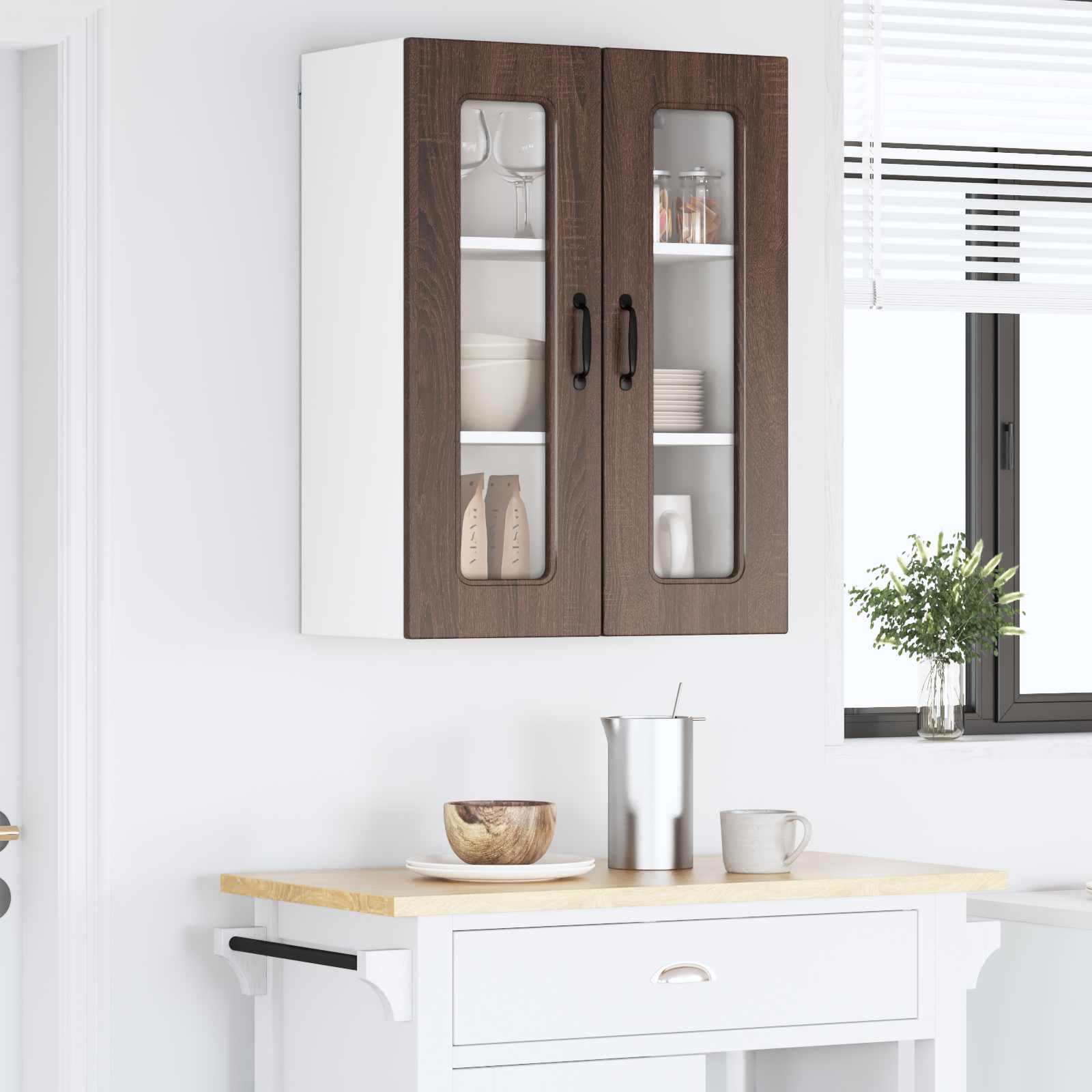 Kitchen Wall Cabinet Brown Oak 60 x 31 x 80 cm