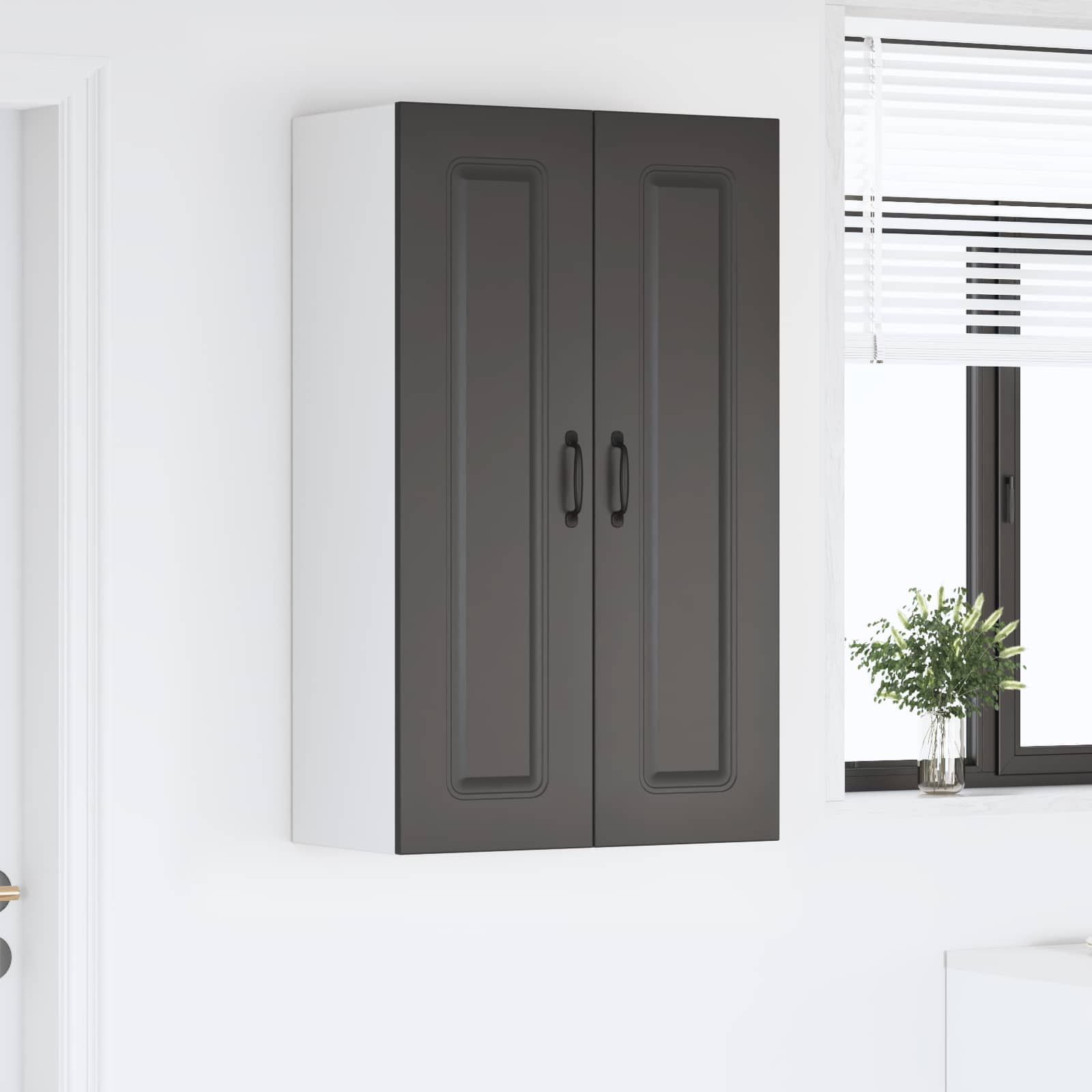 Virtuves sienas skapītis ar plauktu melns 60 x 31 x 100 cm