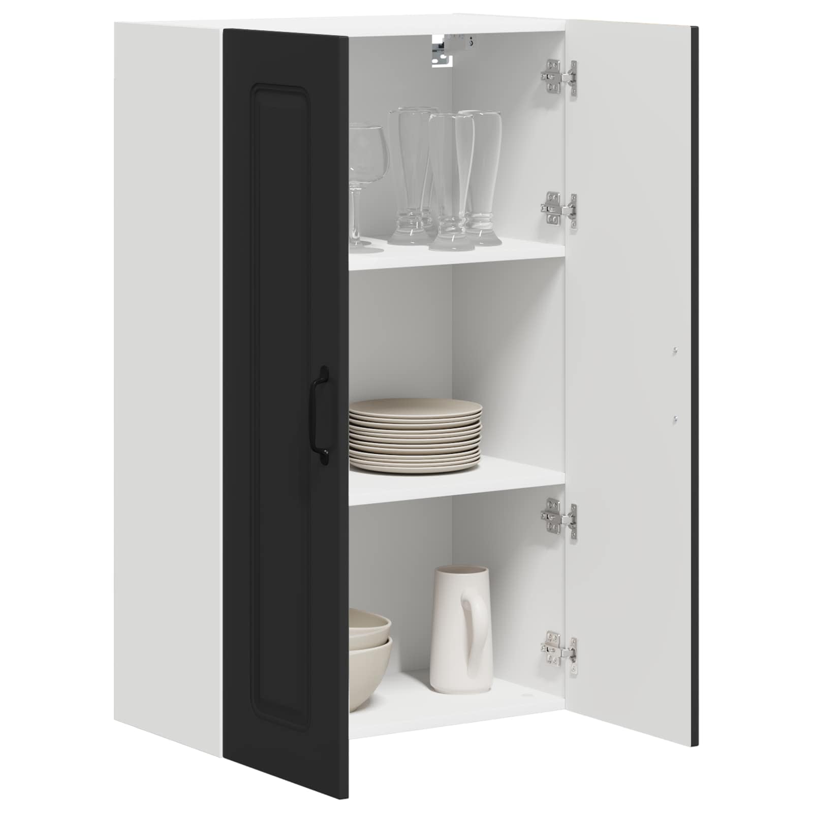 Virtuves sienas skapītis ar plauktu melns 60 x 31 x 100 cm
