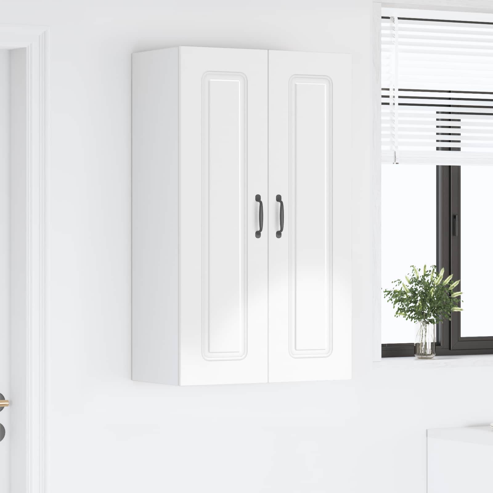 Kitchen wall cabinet with shelf High gloss white