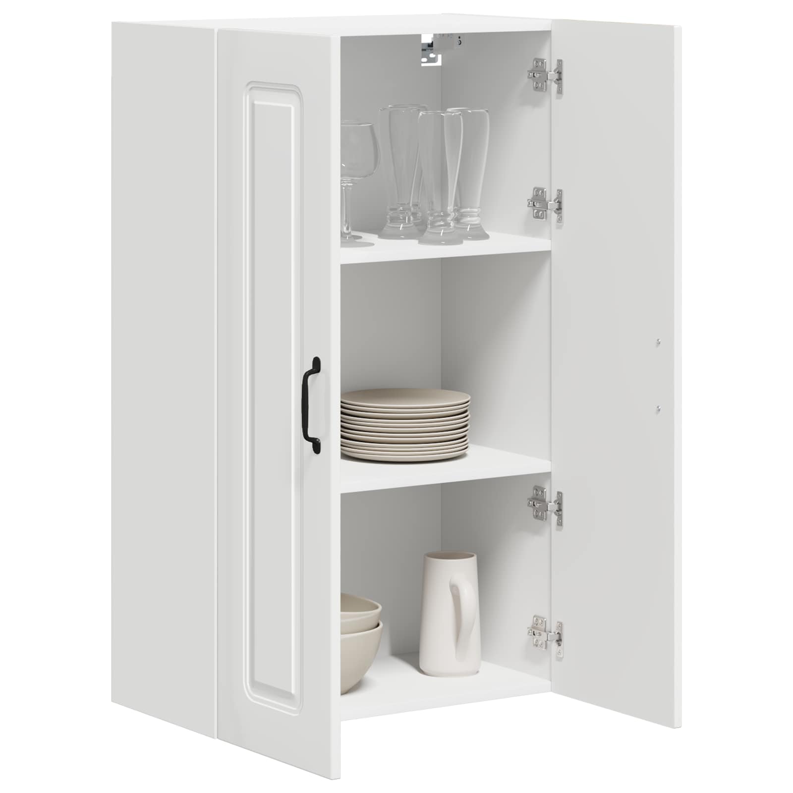 Kitchen wall cabinet with shelf High gloss white