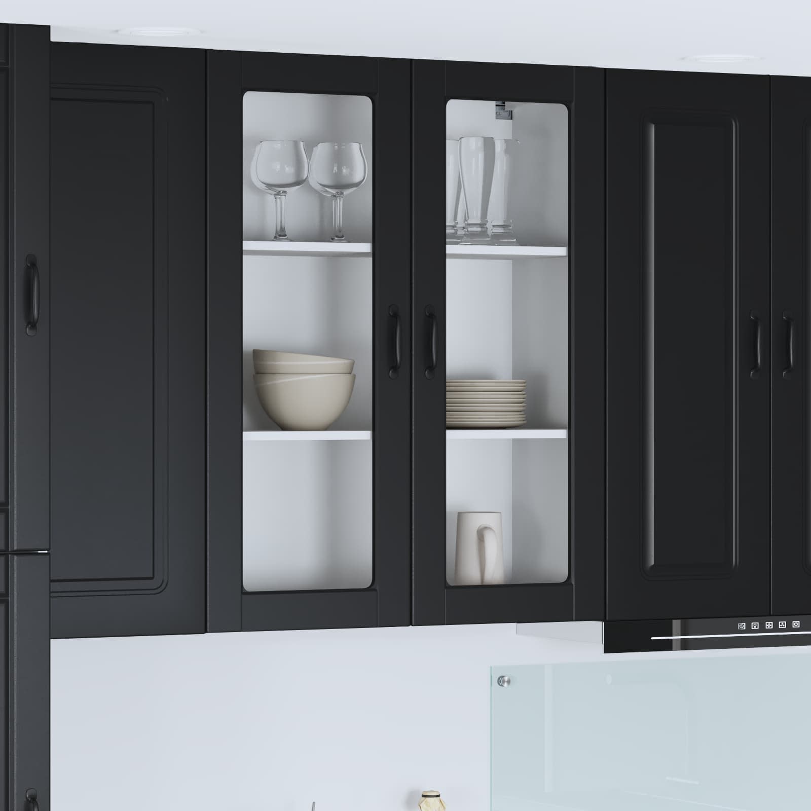 Virtuves sienas skapis ar plauktu melns 80 x 31 x 100 cm