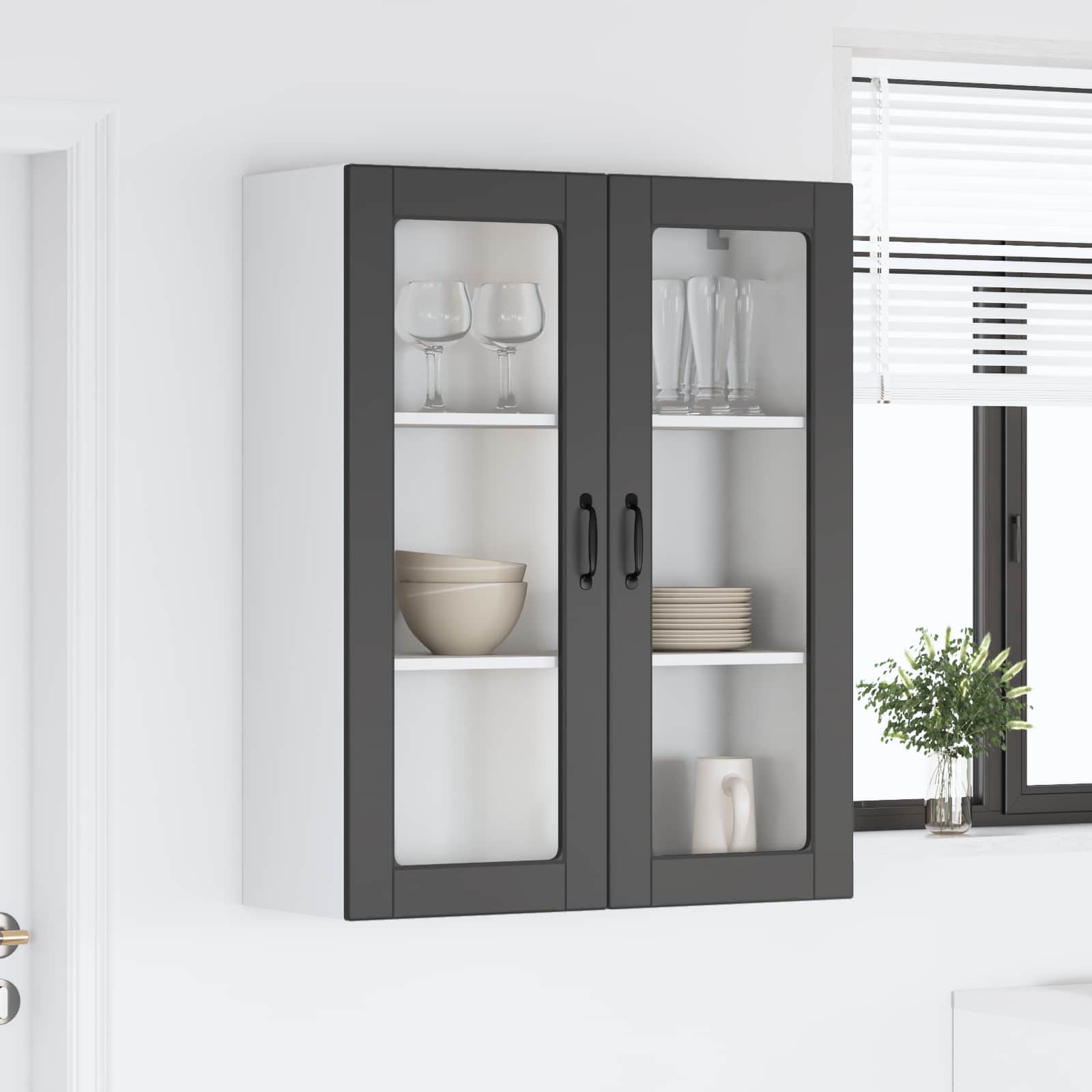Virtuves sienas skapis ar plauktu melns 80 x 31 x 100 cm