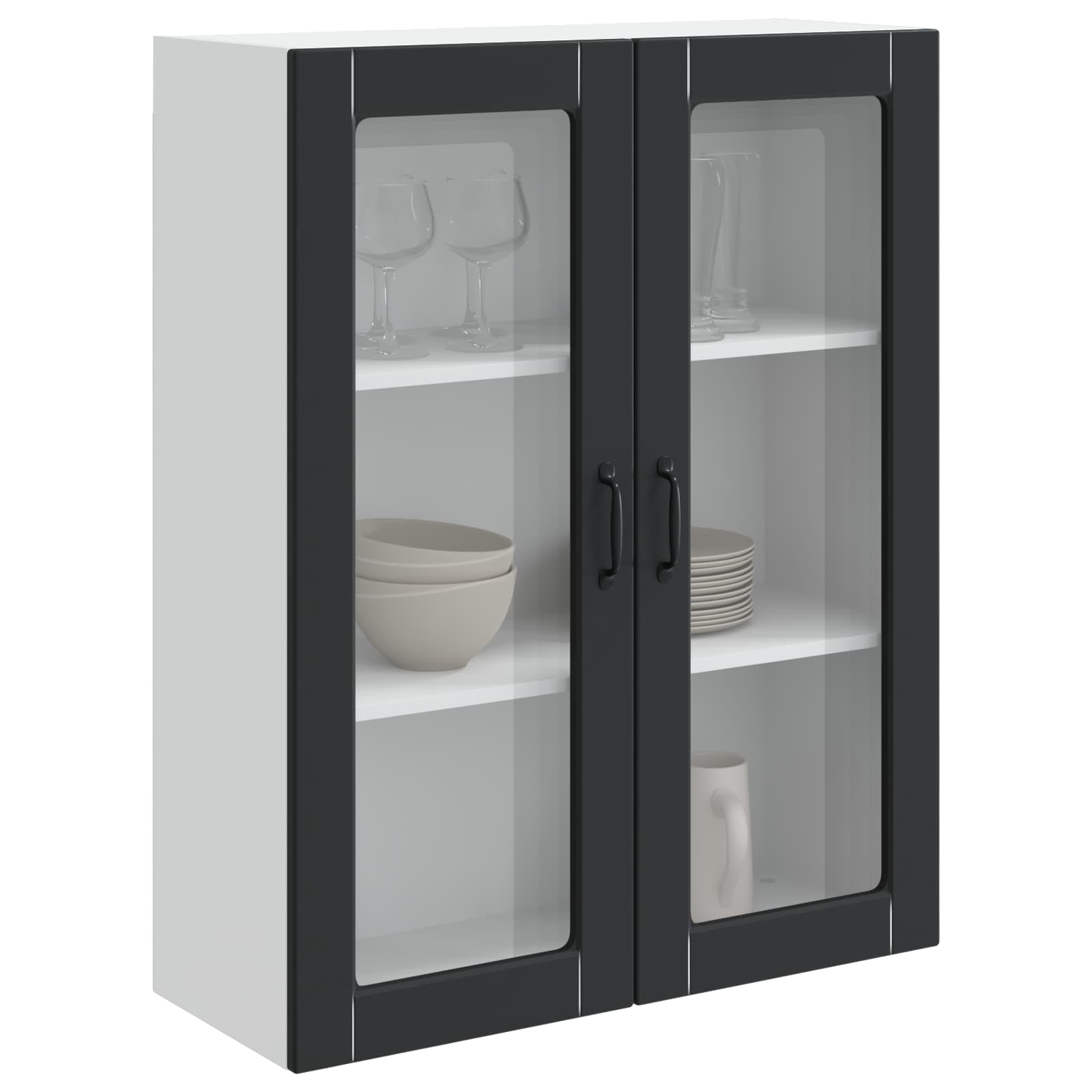 Virtuves sienas skapis ar plauktu melns 80 x 31 x 100 cm
