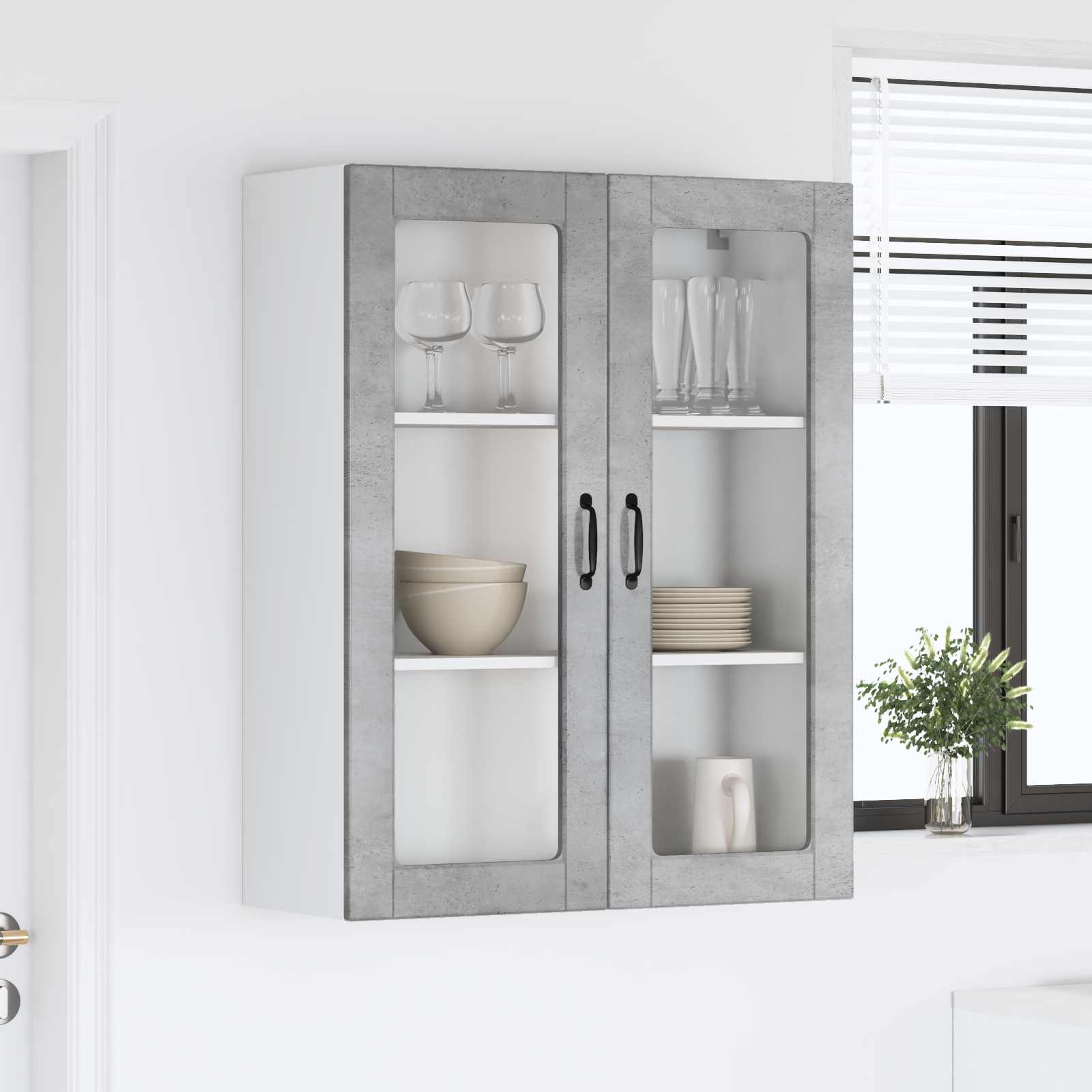Kitchen wall cabinet Concrete grey 80 x 31 x 100 cm