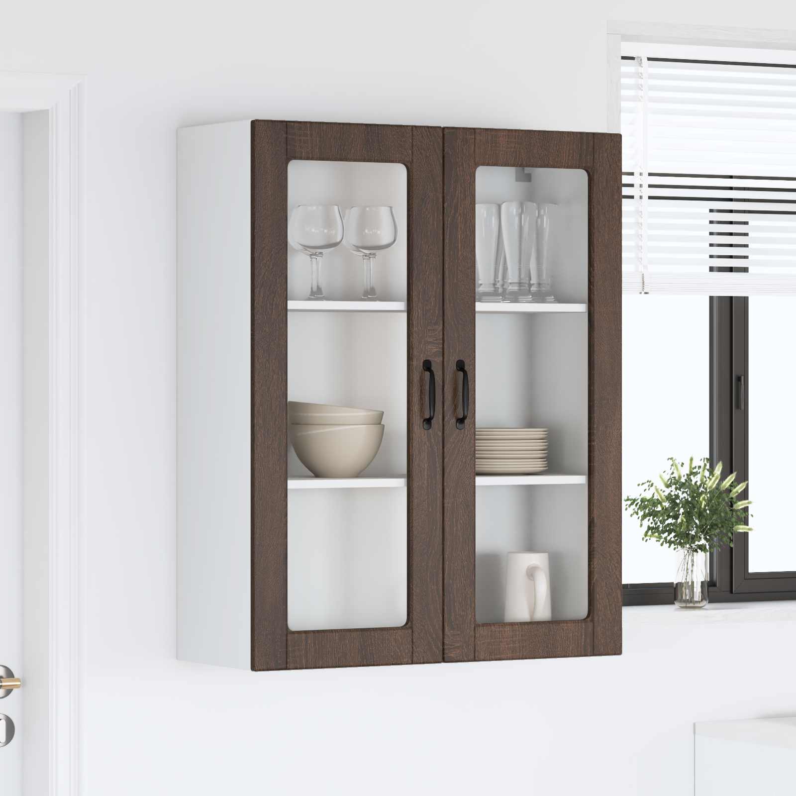 Wall kitchen cabinet Brown oak 80 x 31 x 100 cm