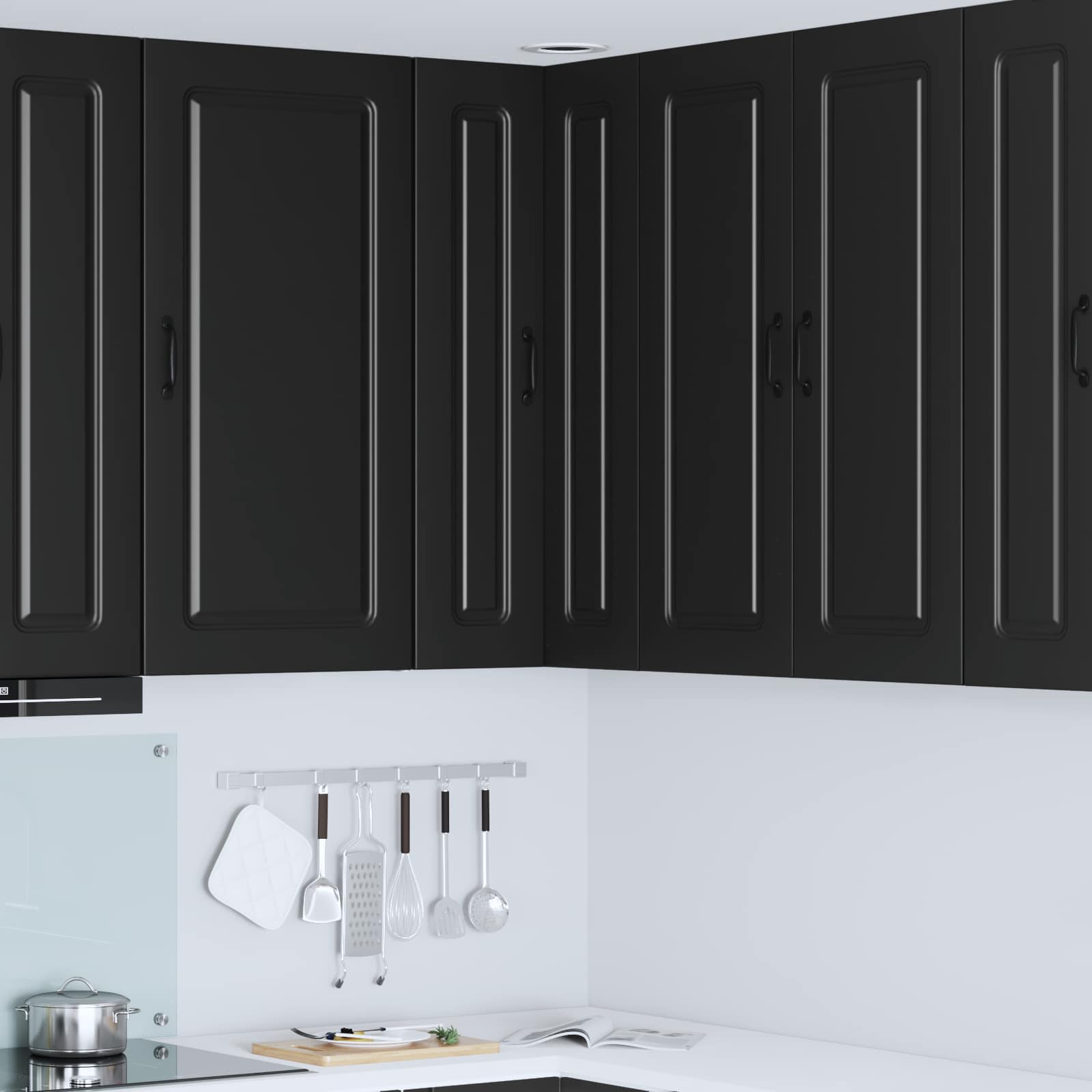 Kitchen Wall Cabinet with Shelf Black 57 x 57 x 100 cm