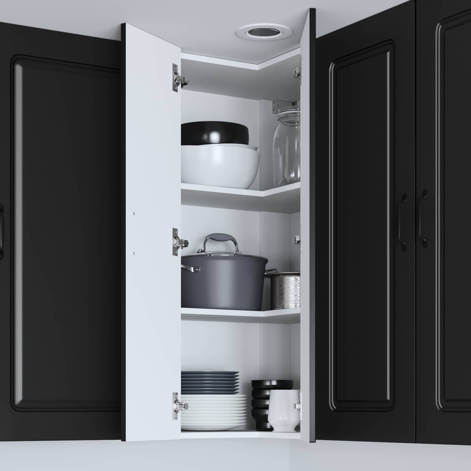 Kitchen Wall Cabinet with Shelf Black 57 x 57 x 100 cm