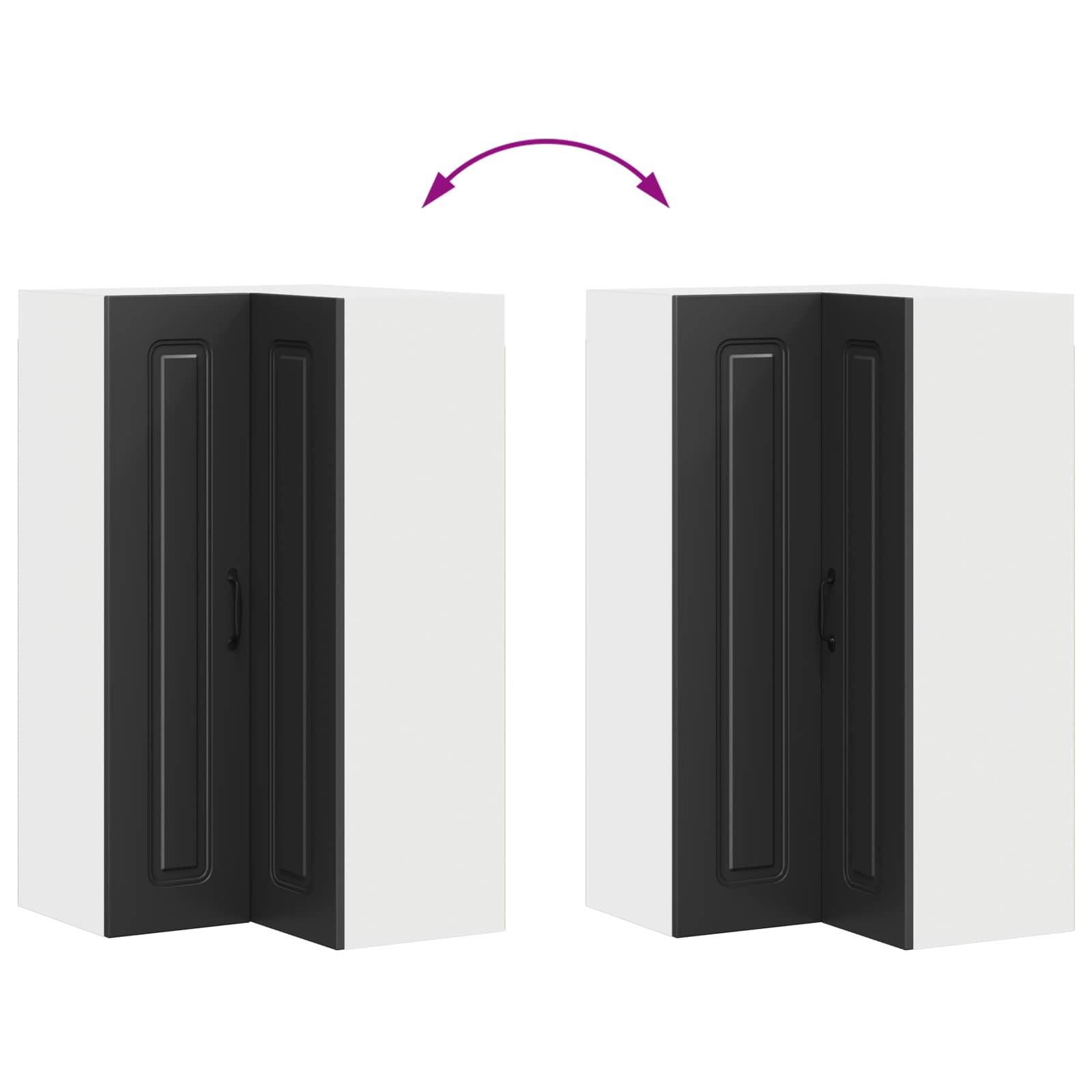 Kitchen Wall Cabinet with Shelf Black 57 x 57 x 100 cm