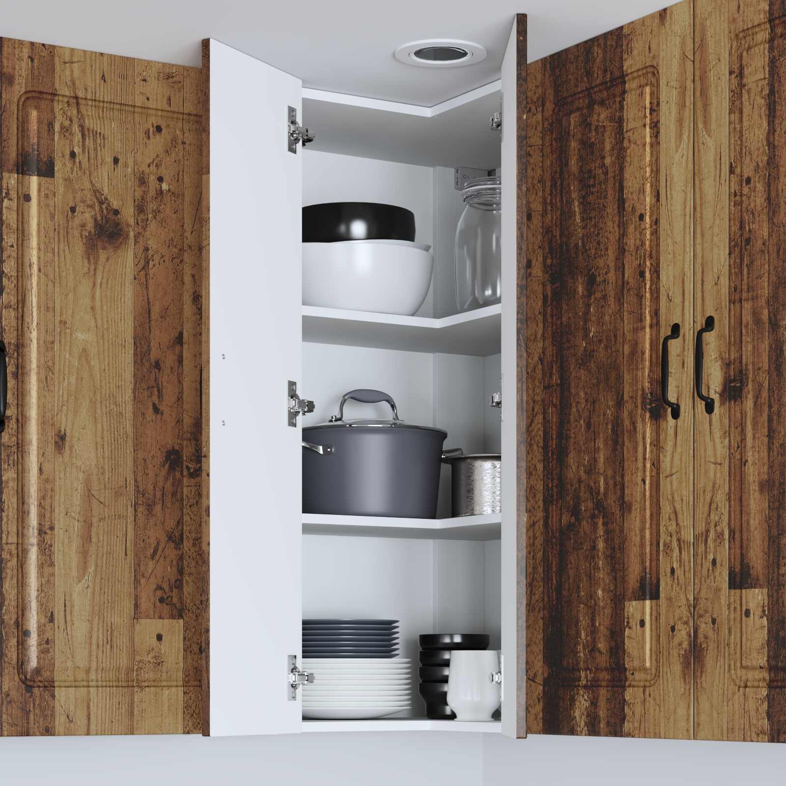 Kitchen Wall Cabinet Antique Wood 57 x 57 x 100 cm