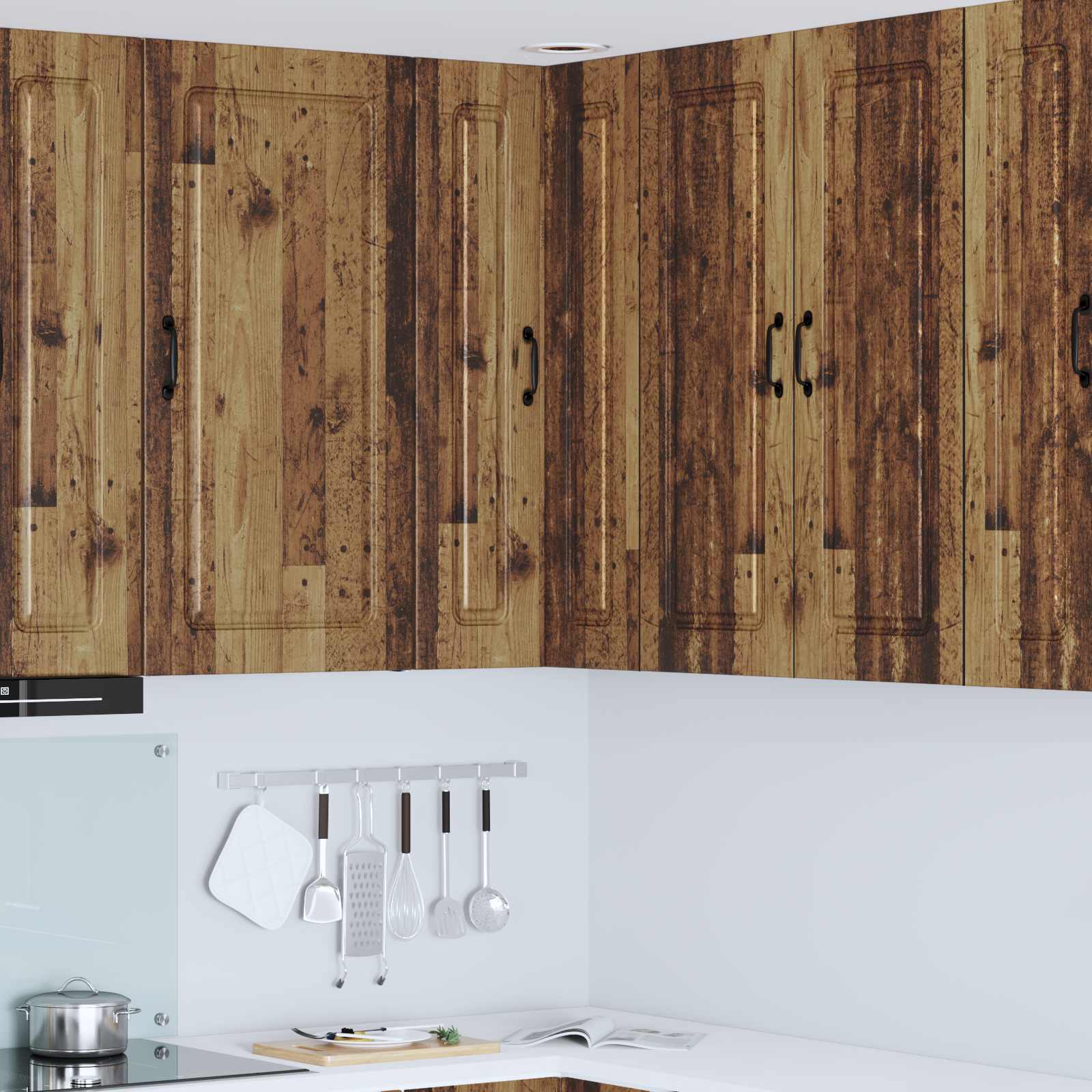 Kitchen Wall Cabinet Antique Wood 57 x 57 x 100 cm