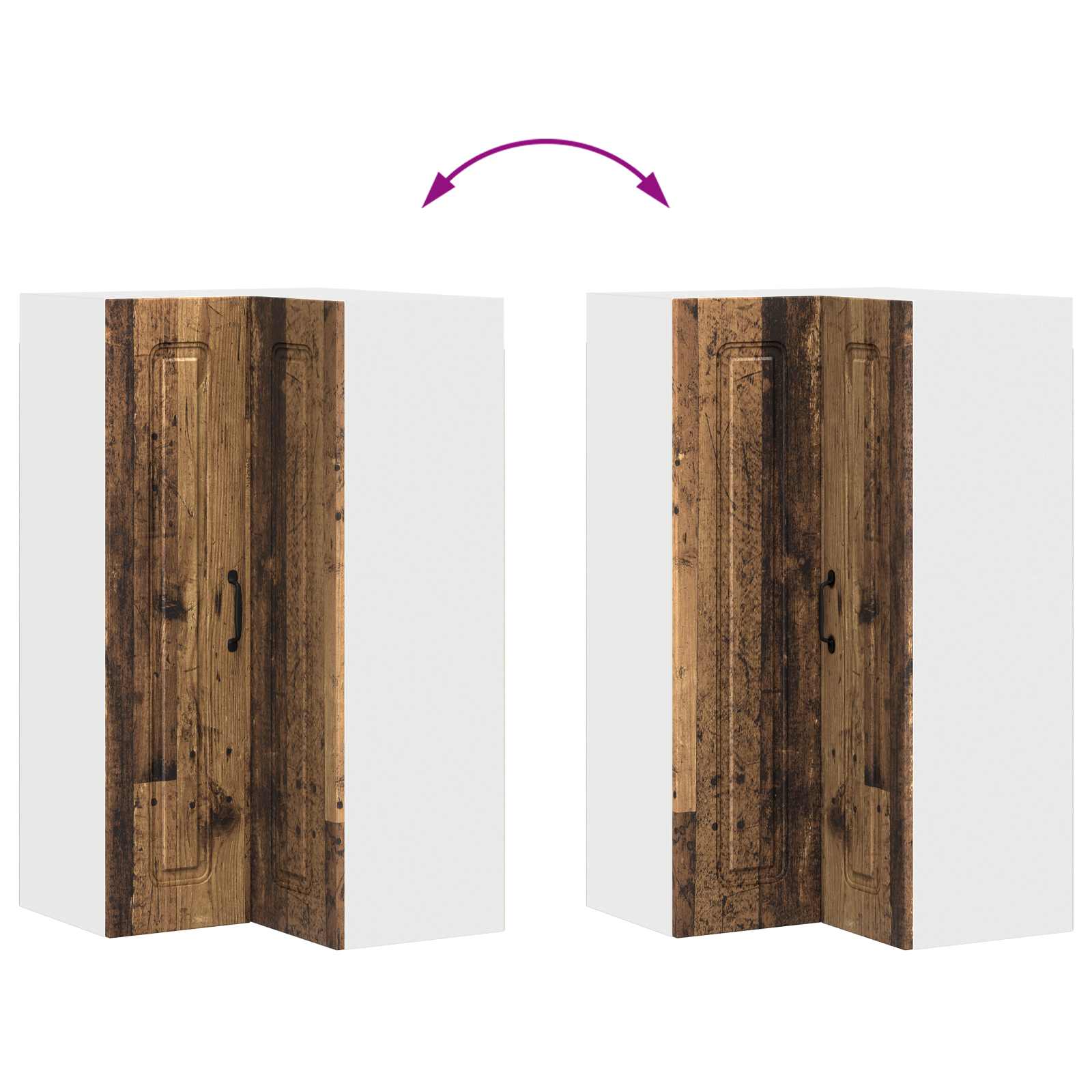 Kitchen Wall Cabinet Antique Wood 57 x 57 x 100 cm