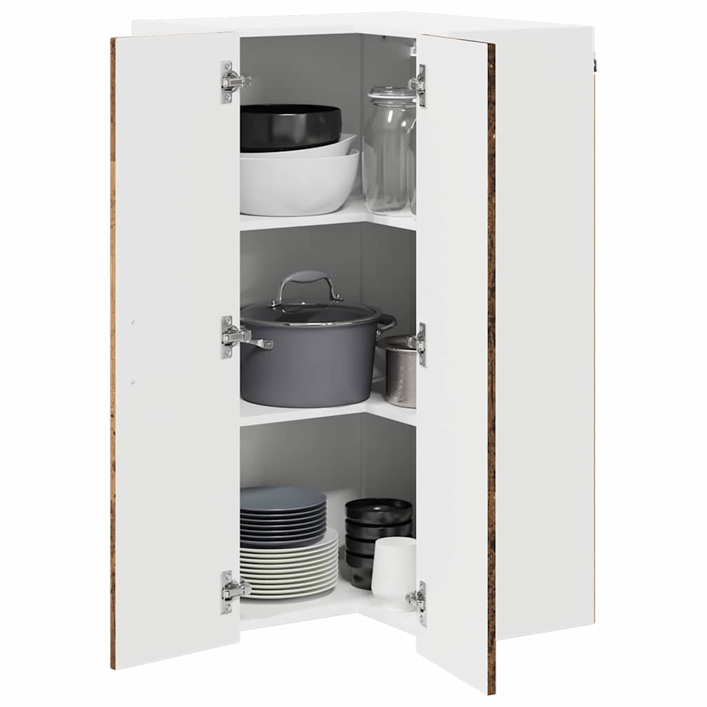 Kitchen Wall Cabinet Antique Wood 57 x 57 x 100 cm