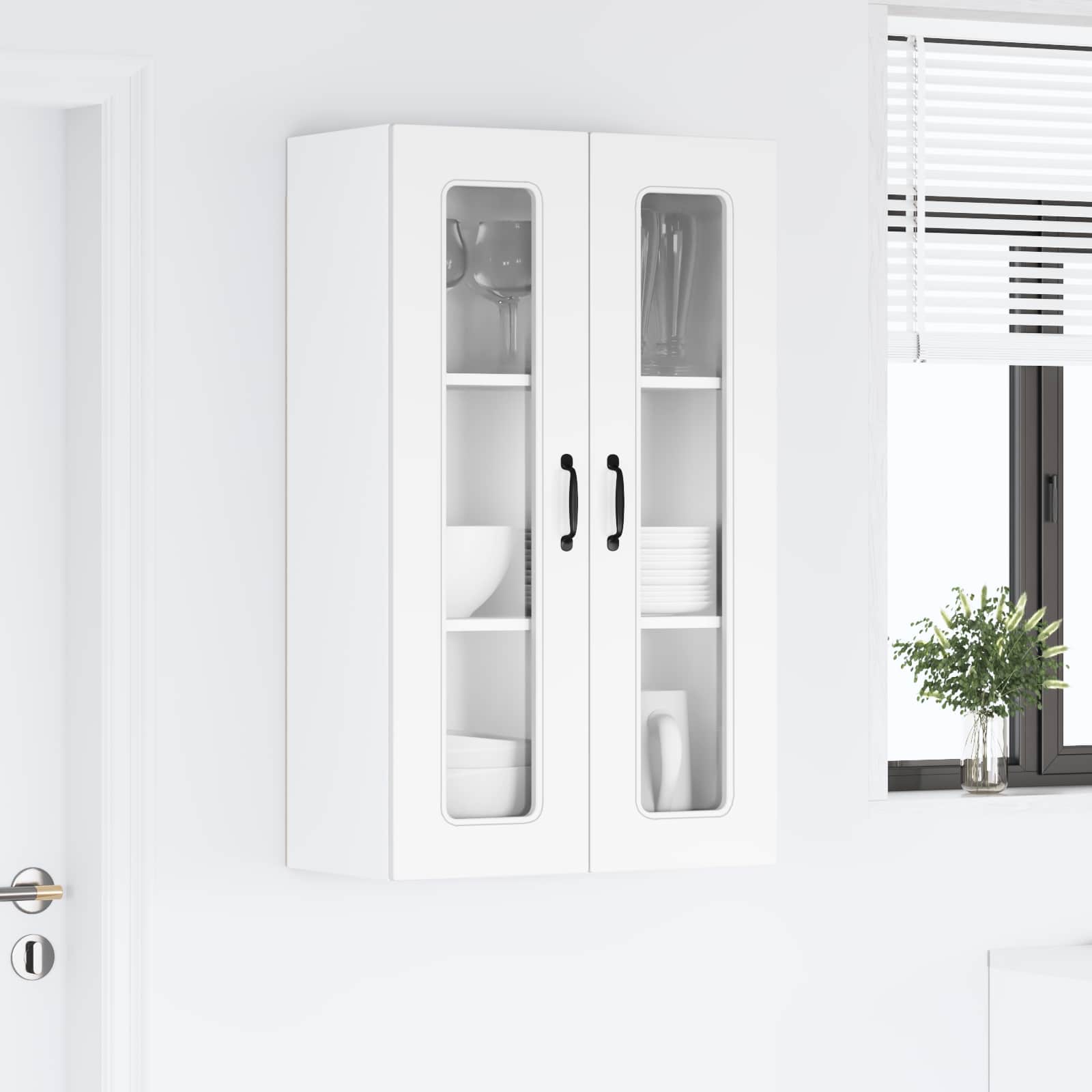 Virtuves sienas skapis ar plauktu, balts, 60 x 31 x 100 cm