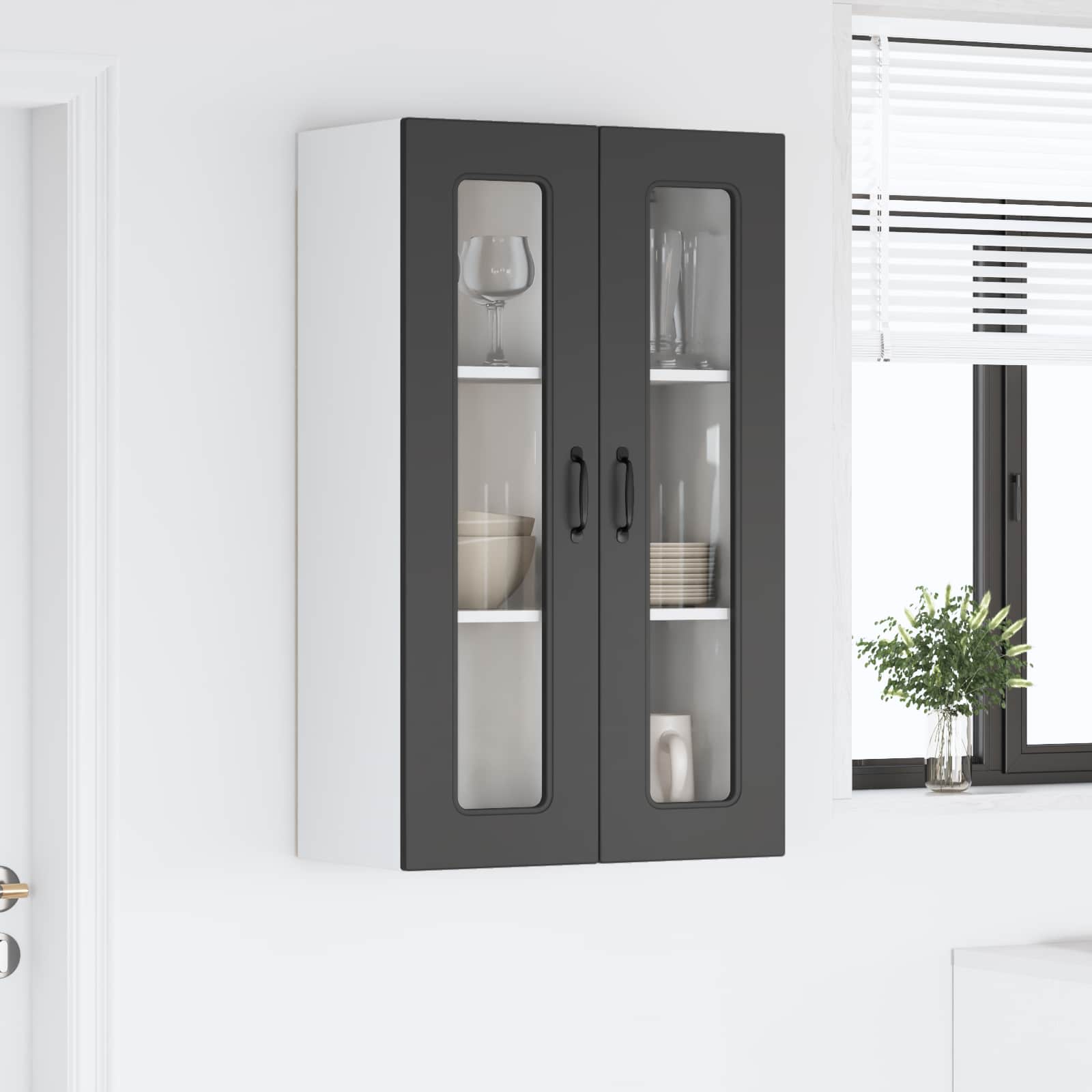 Kitchen wall cabinet with shelf Black 60 x 31 x 100 cm