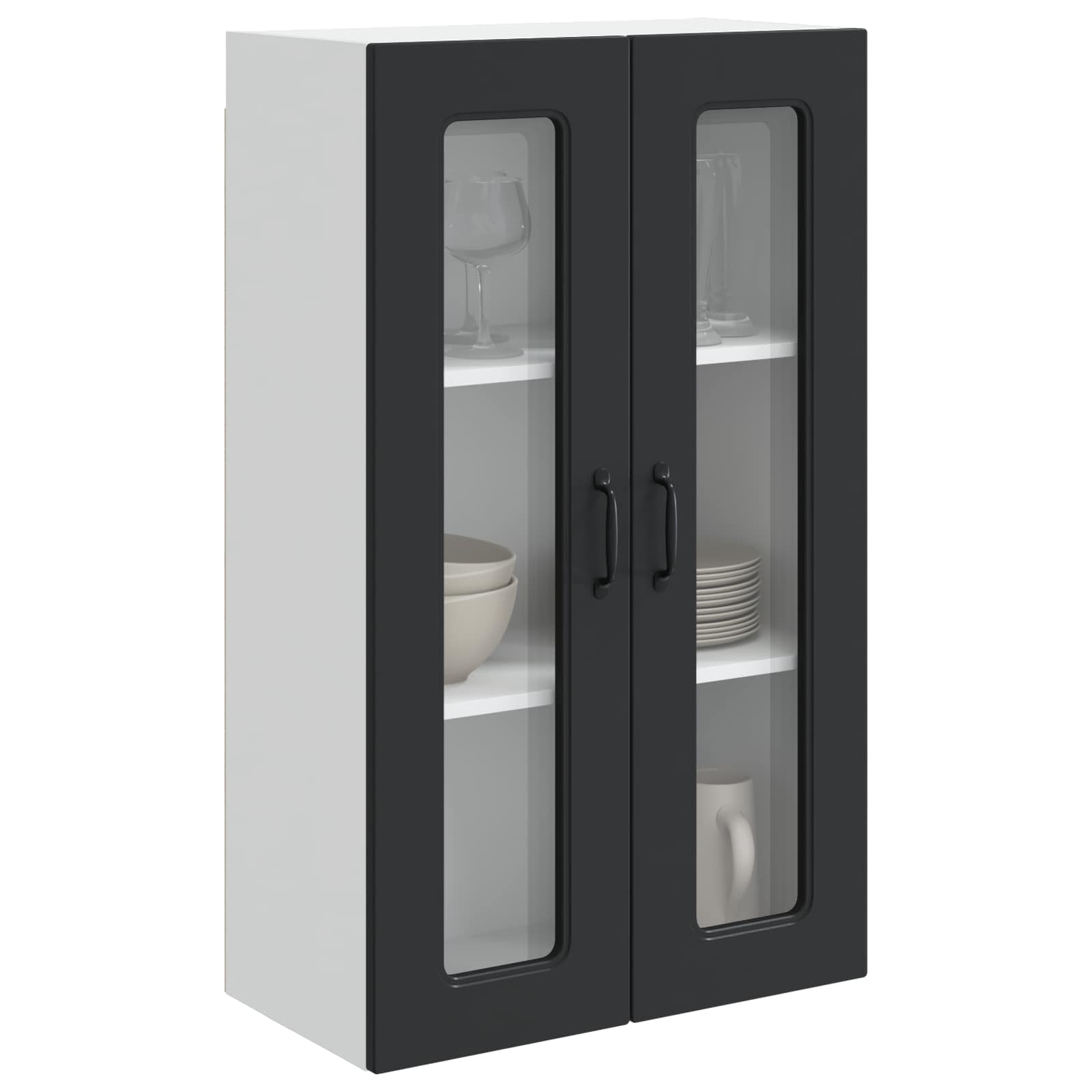 Kitchen wall cabinet with shelf Black 60 x 31 x 100 cm