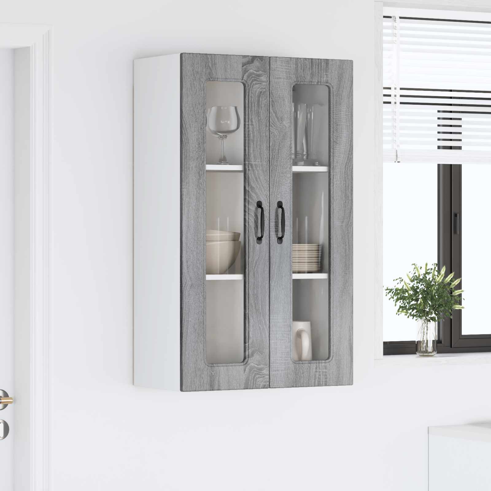 Kitchen Wall Cabinet Grey Sonoma 60 x 31 x 100 cm