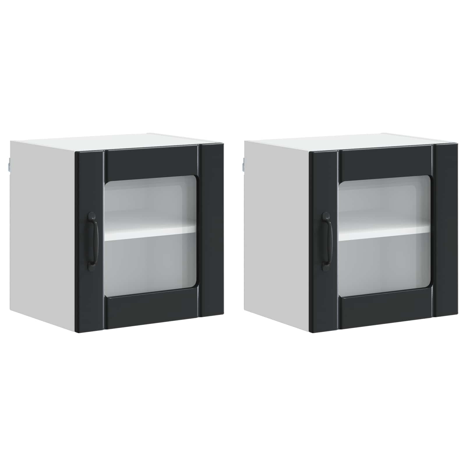 Virtuvės sieninė spintelė 2 pcs Juoda 40 x 31 x 40 cm
