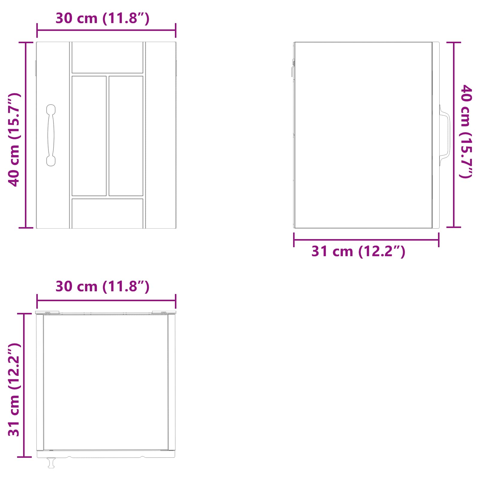 Kitchen wall cabinet with shelf White 30 x 31 x 40 cm