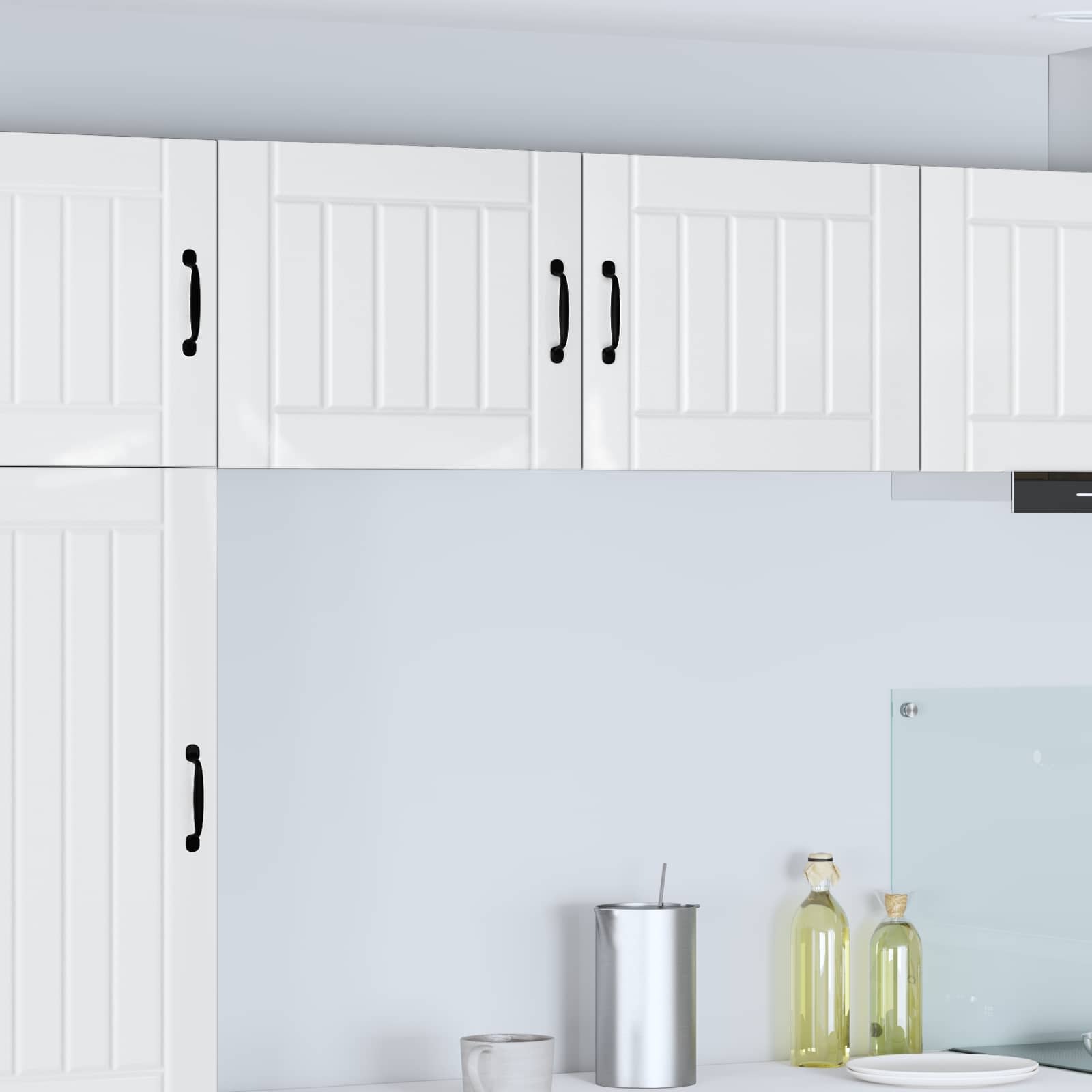 Kitchen wall cabinet with shelf High gloss white