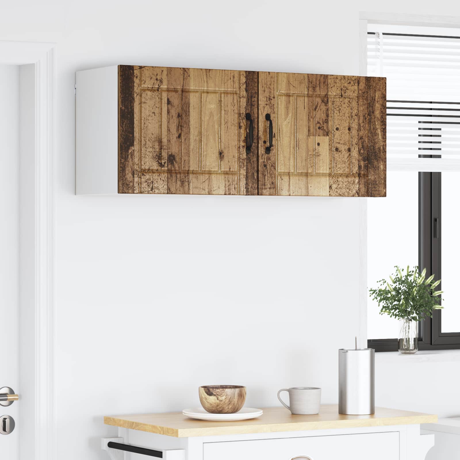 Wall-mounted kitchen cabinet 2 pcs Antique wood 50 x 31 x 40 cm