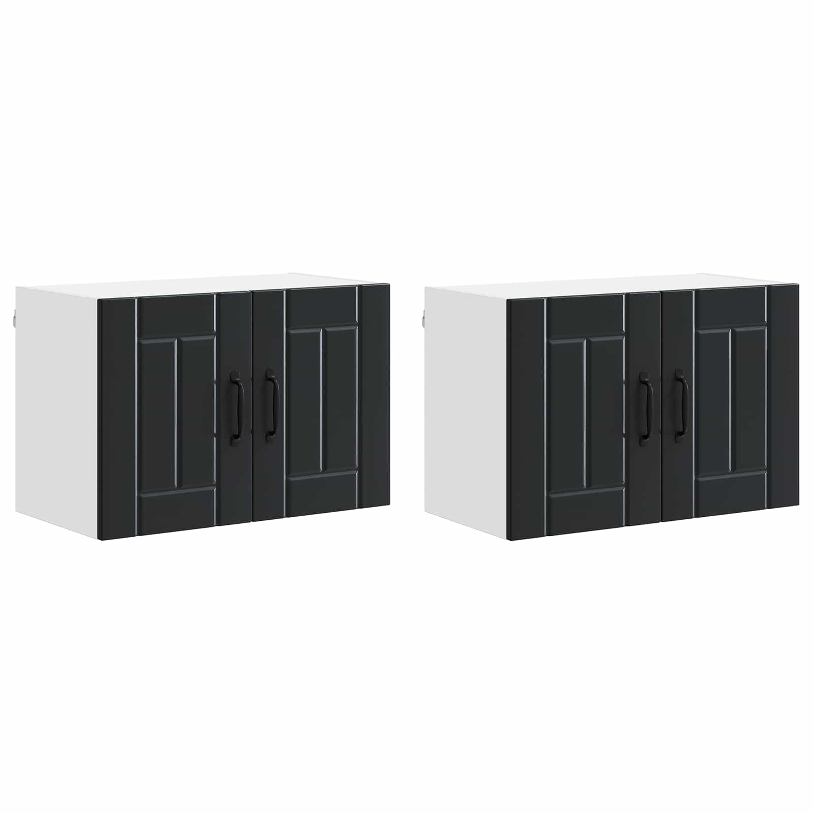 Virtuvės sieninė spintelė 2 pcs Juoda 60 x 31 x 40 cm