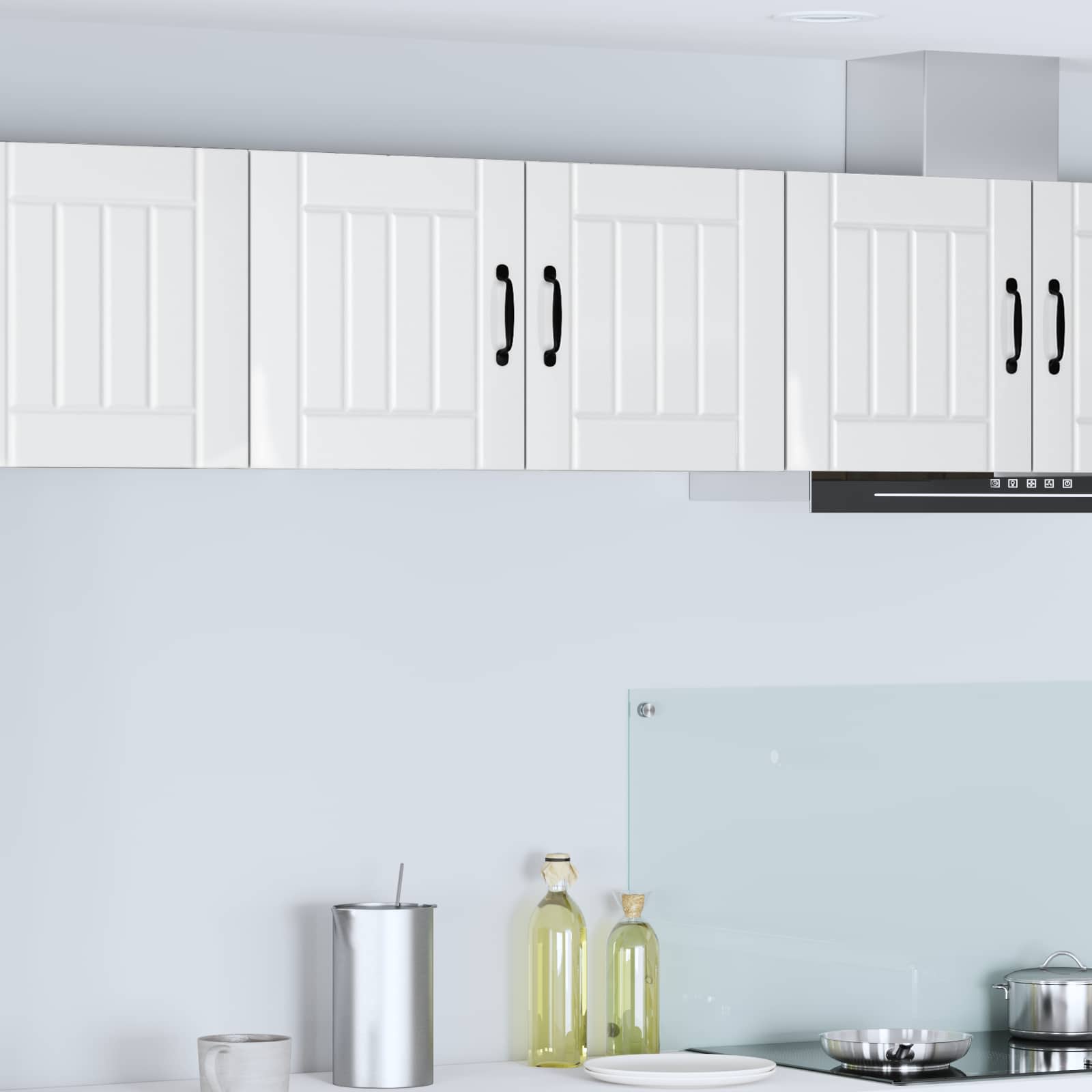 Kitchen wall cabinet with shelf High gloss white