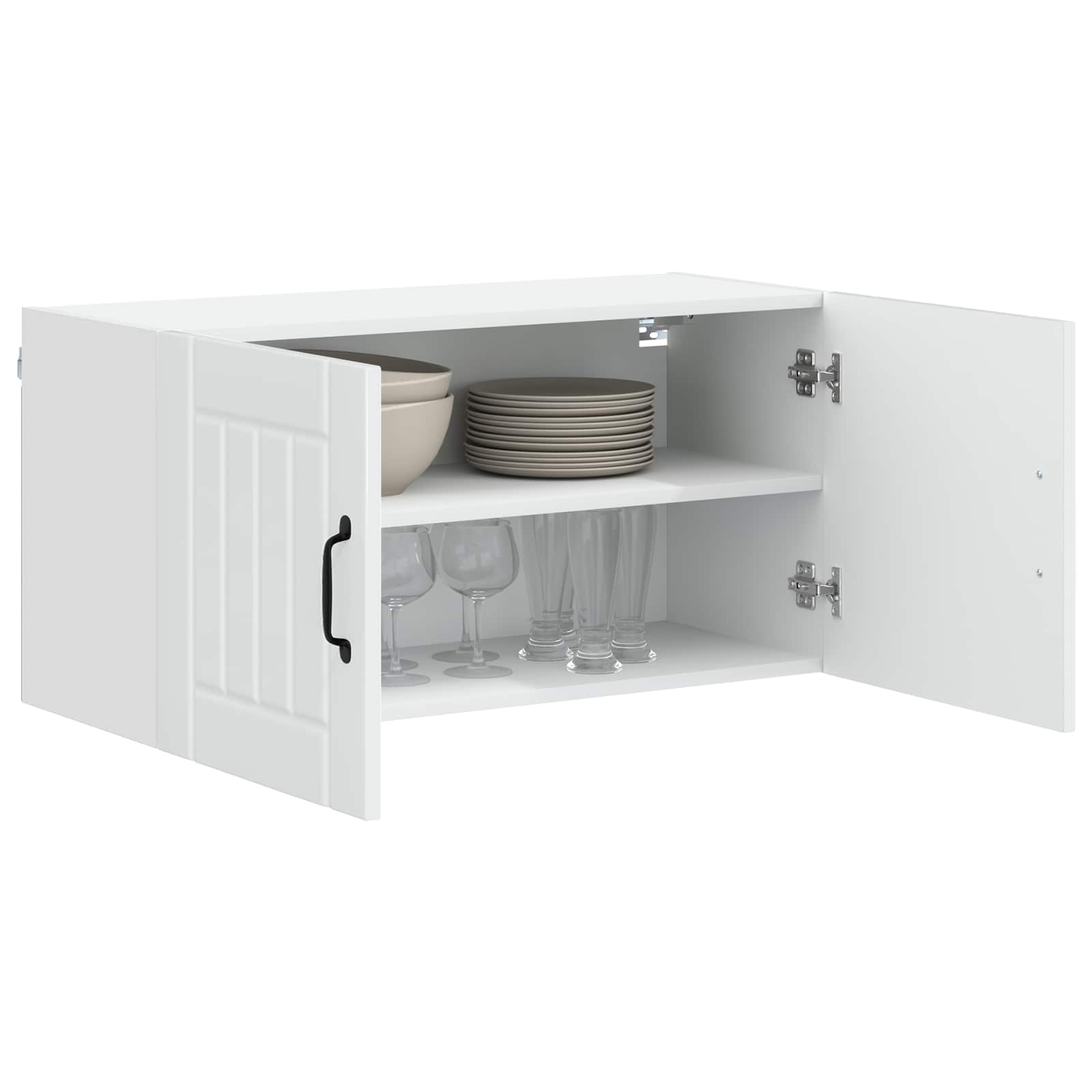 Kitchen wall cabinet with shelf High gloss white