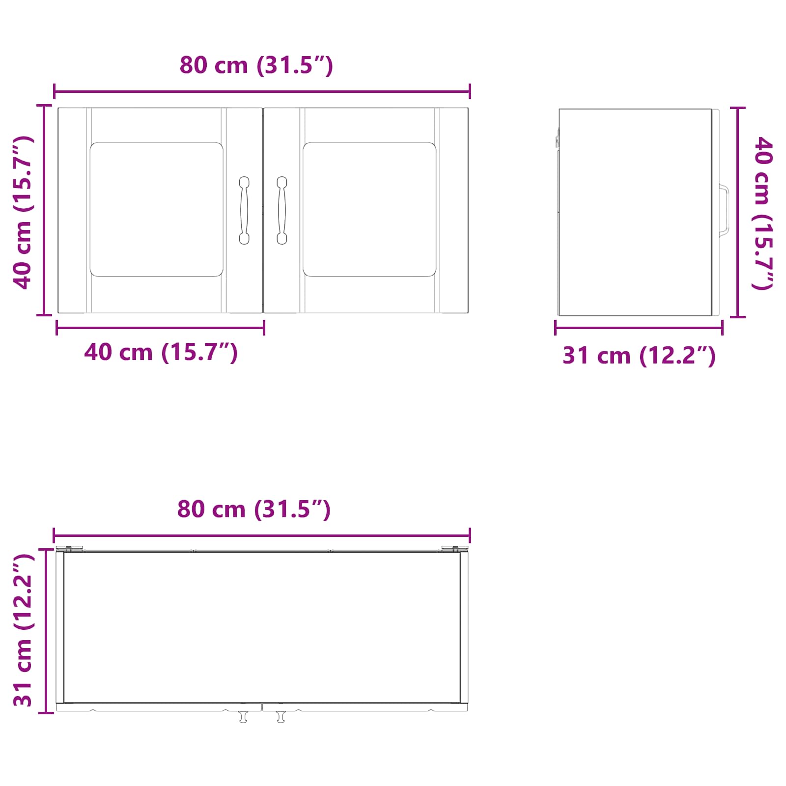 Virtuves sienas skapis Melns ozols 80 x 31 x 40 cm