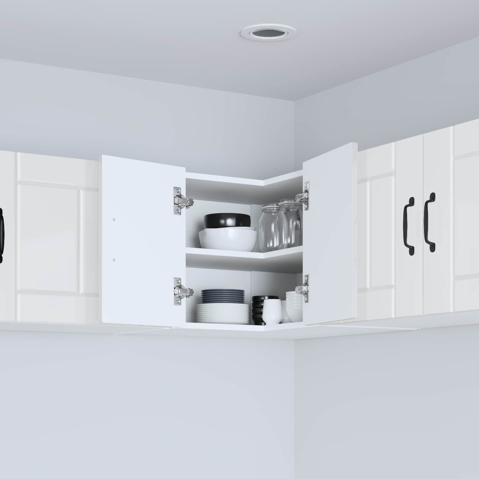 Kitchen wall cabinet with shelf High gloss white