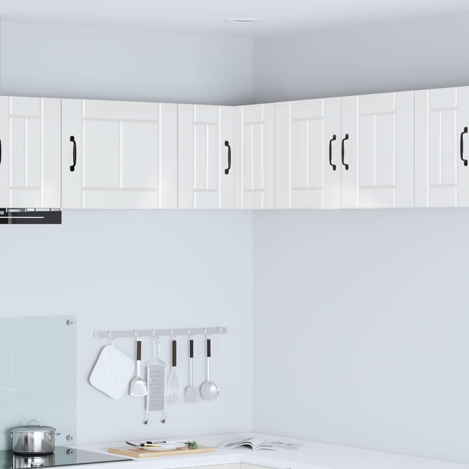 Kitchen wall cabinet with shelf High gloss white