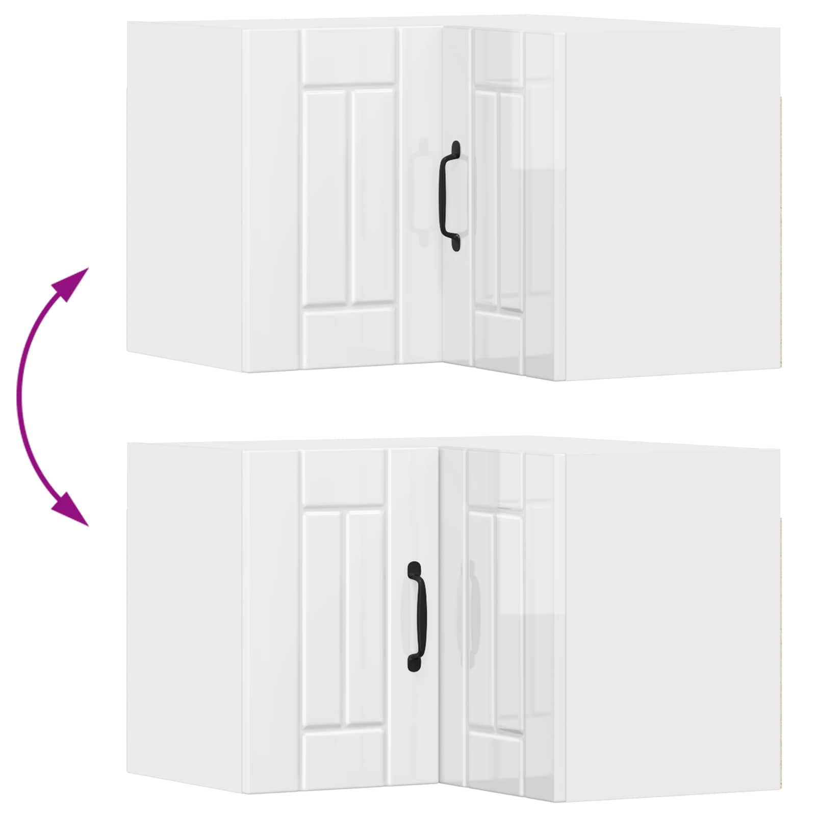 Kitchen wall cabinet with shelf High gloss white