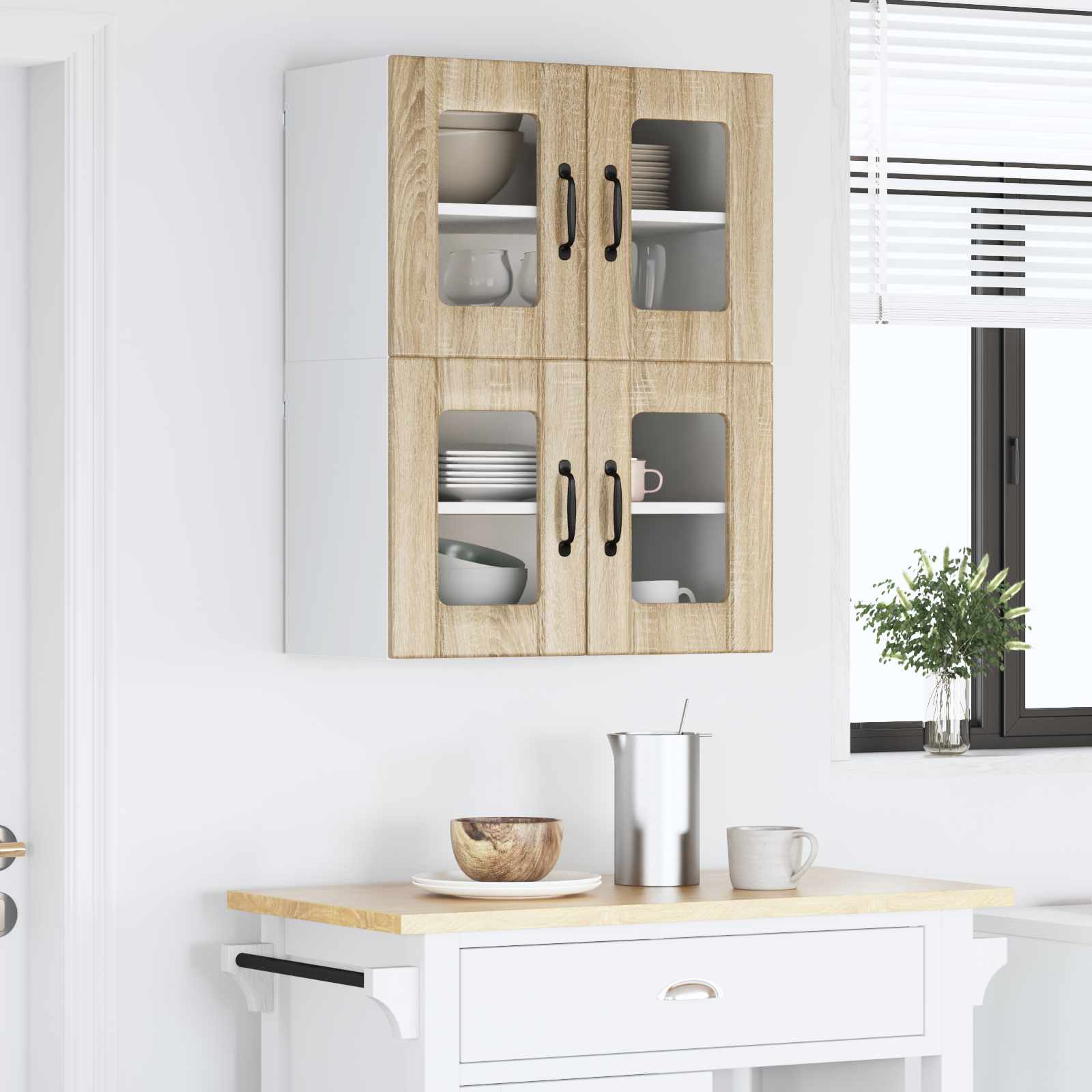 Virtuvės sieninė spintelė 2 pcs Sonoma ąžuolas 60 x 31 x 40 cm