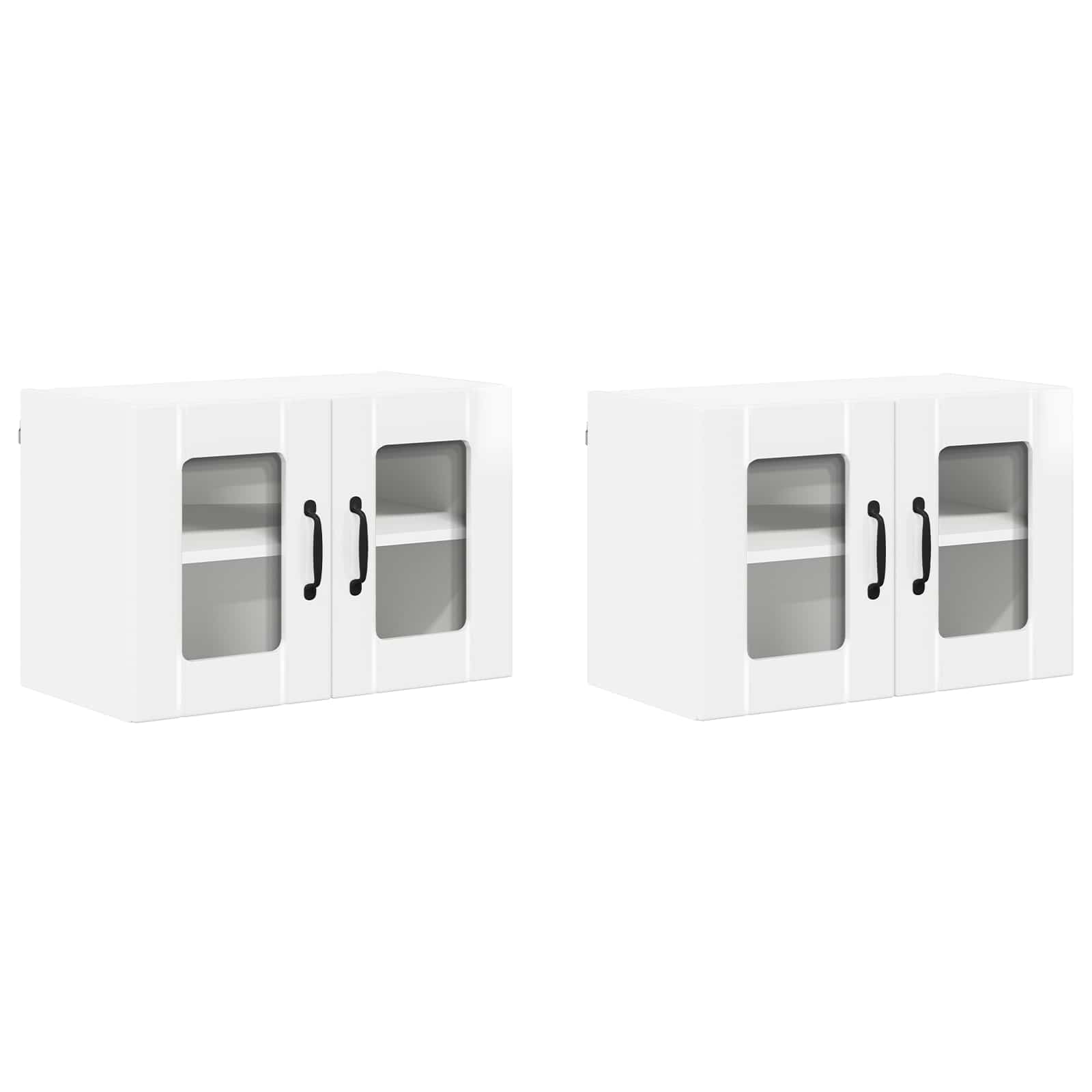 Virtuvės sieninė spintelė 2 pcs Aukštai blizganti balta