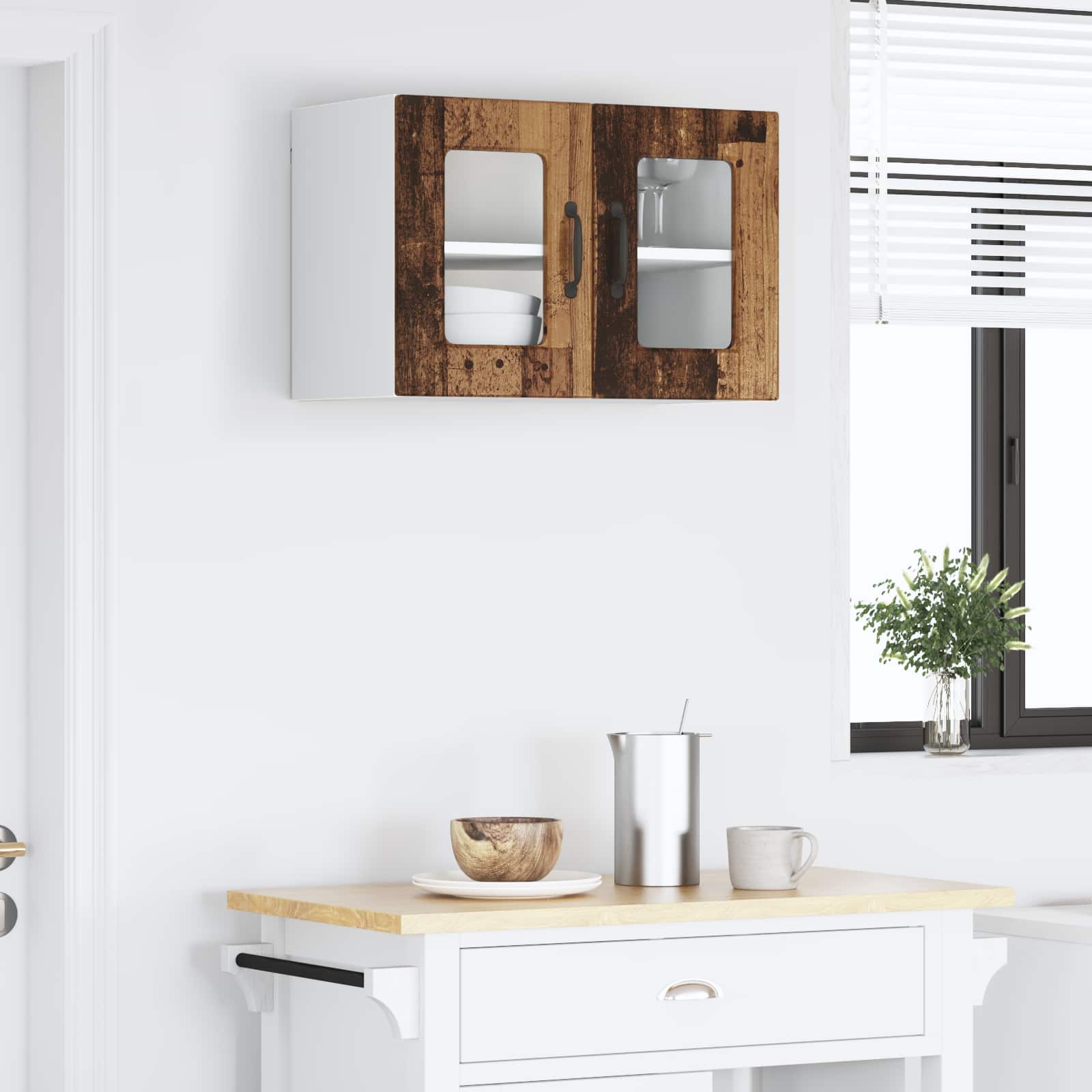 Kitchen cabinet with shelf Vintage wood 60 x 31 x 40 cm