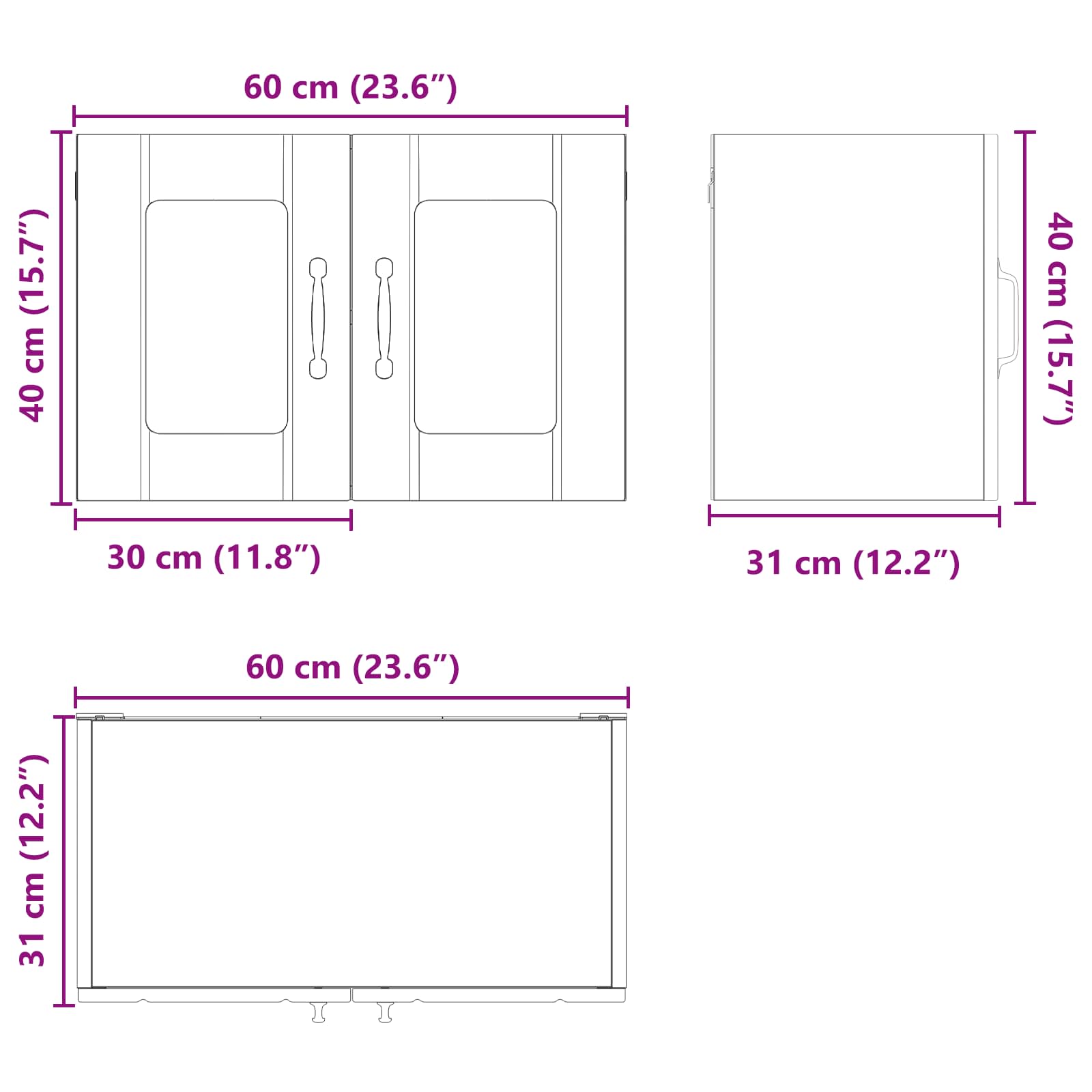 Kitchen cabinet with shelf Vintage wood 60 x 31 x 40 cm