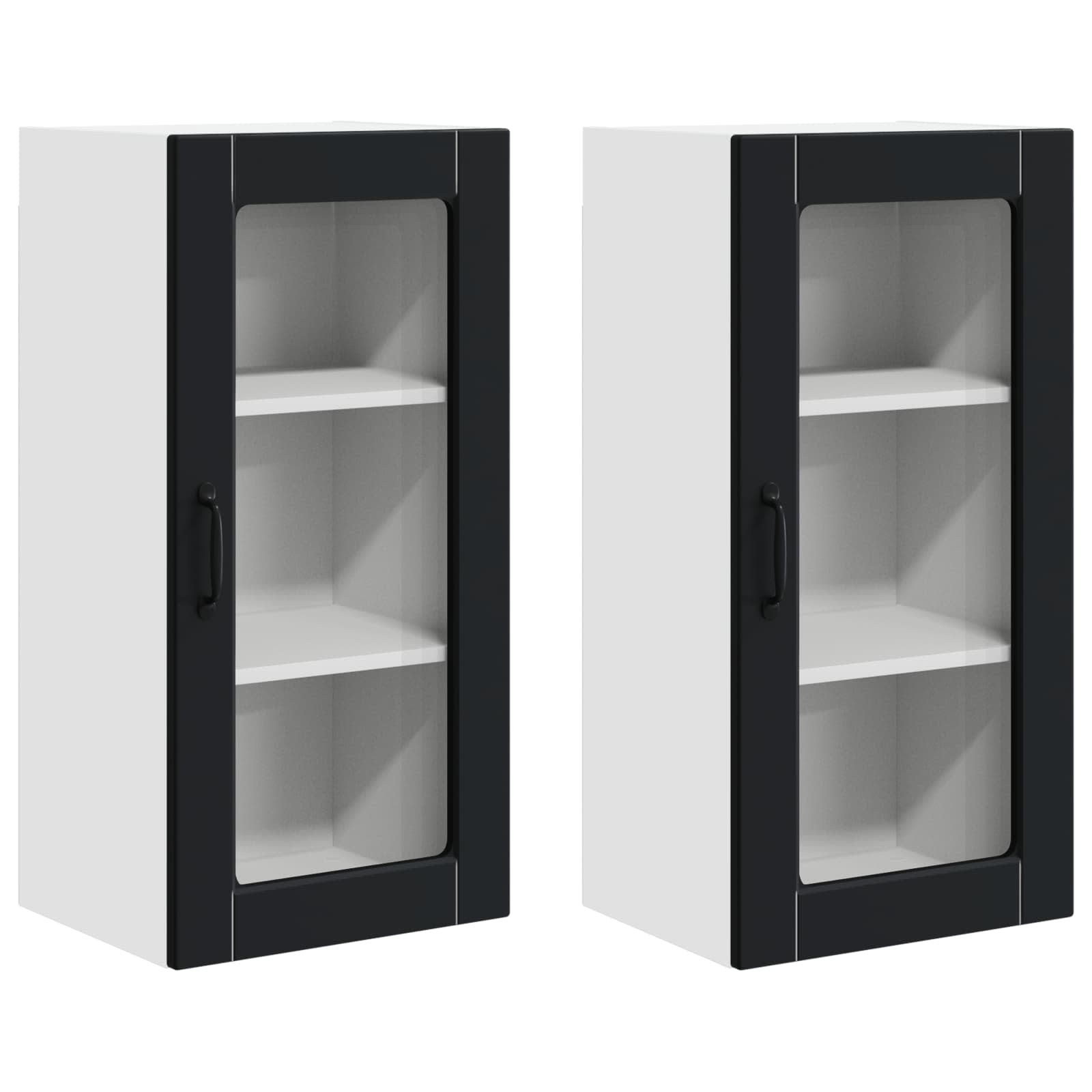 Virtuves sienas skapis 2 gab. Melns 40 x 31 x 80 cm