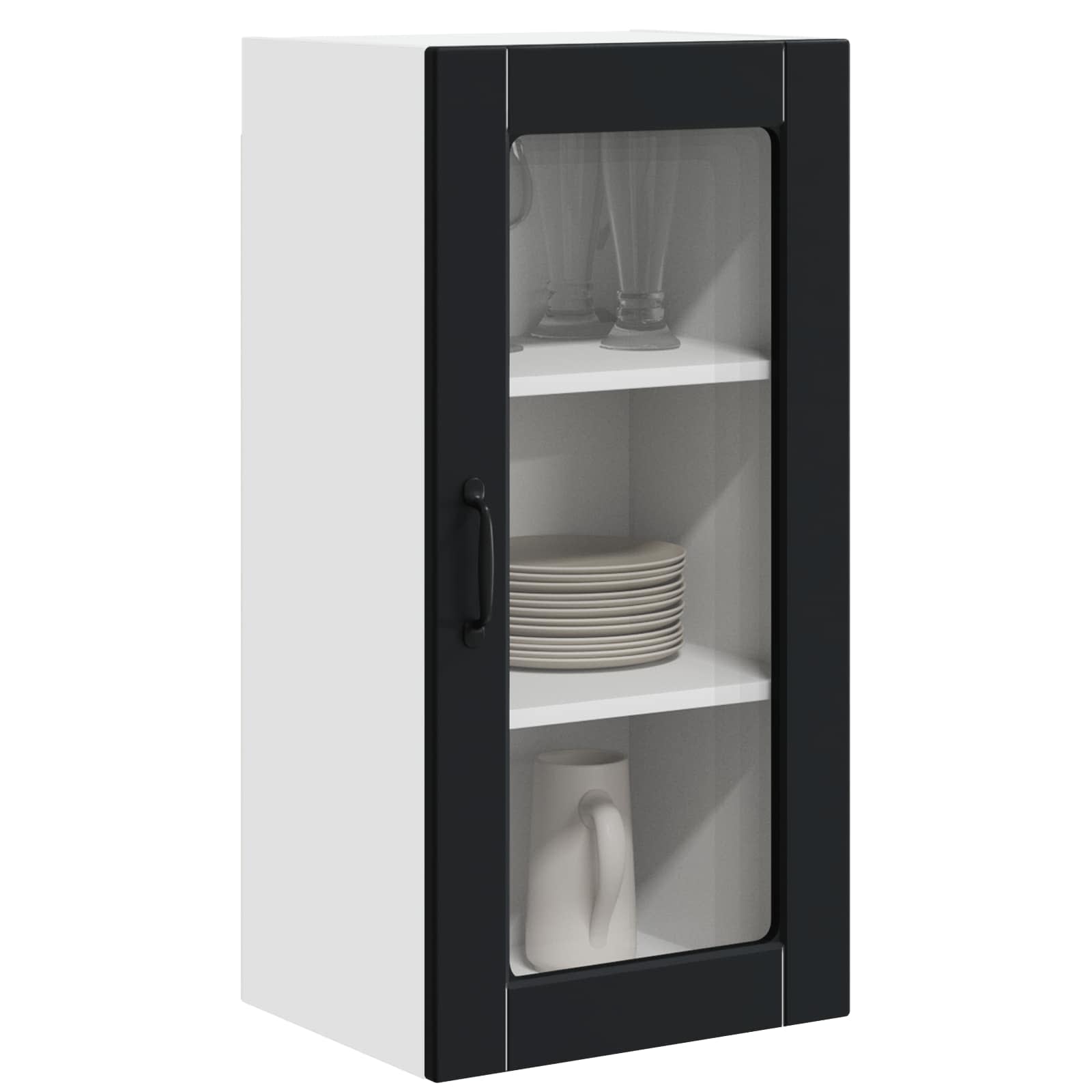 Virtuves sienas skapis 2 gab. Melns 40 x 31 x 80 cm