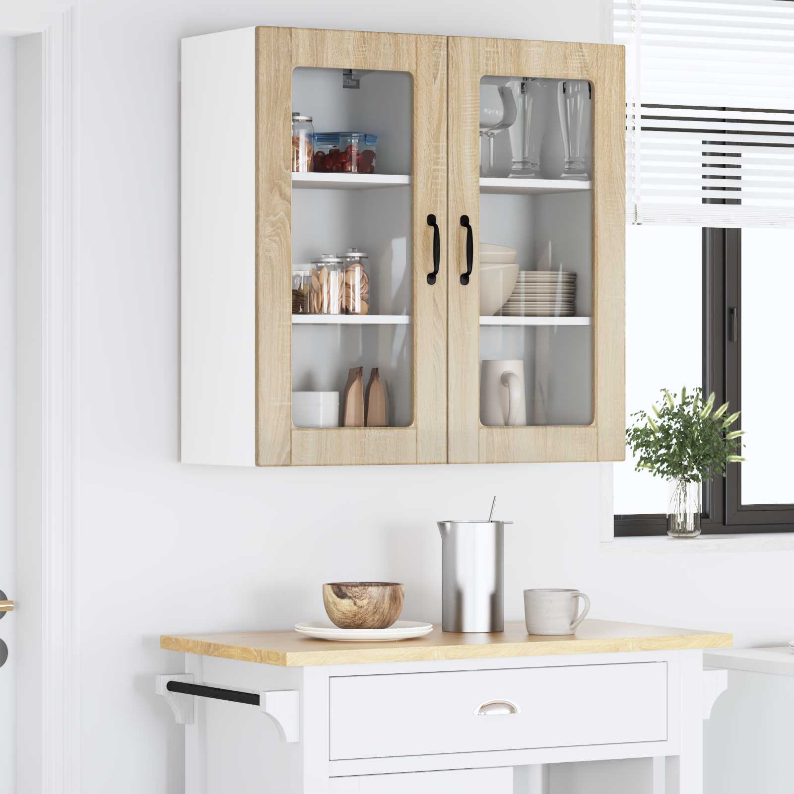 Virtuvės sieninė spintelė 2 pcs Sonoma ąžuolas 40 x 31 x 80 cm